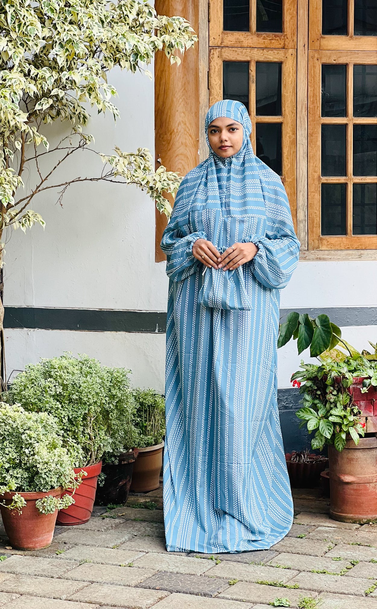 Striped blue prayer dress