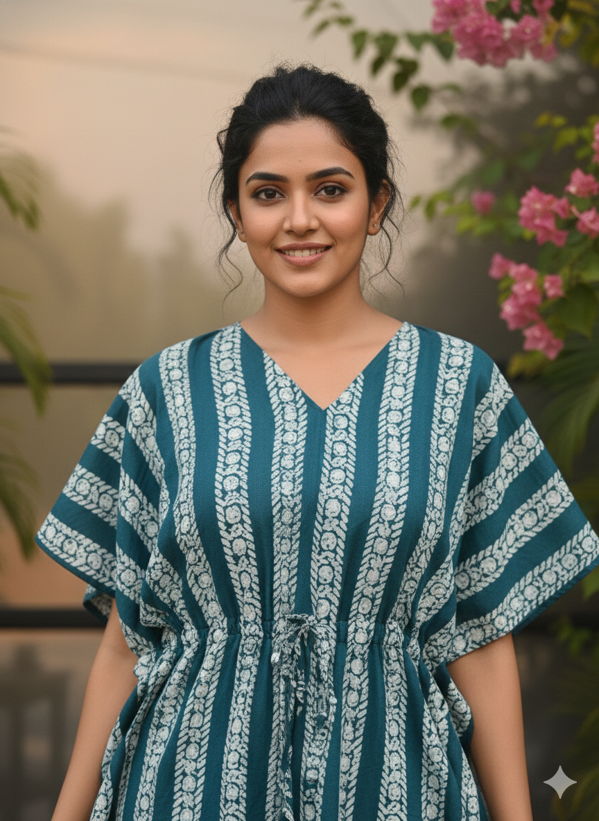 Striped feeding kaftans-ocean blue