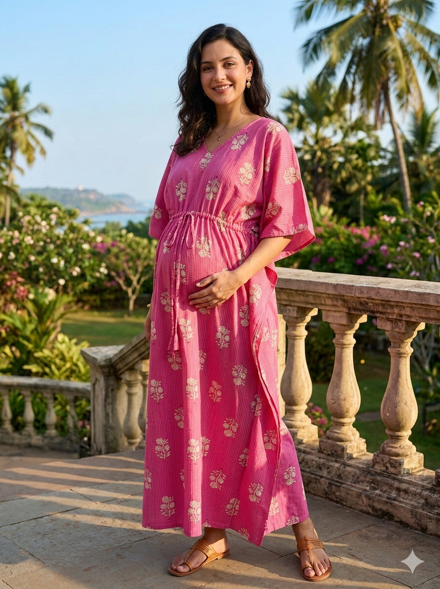 Premium floral plus size kaftan in pure soft cambric cotton fabric with centre zip &length 57” (free size L-5xl)