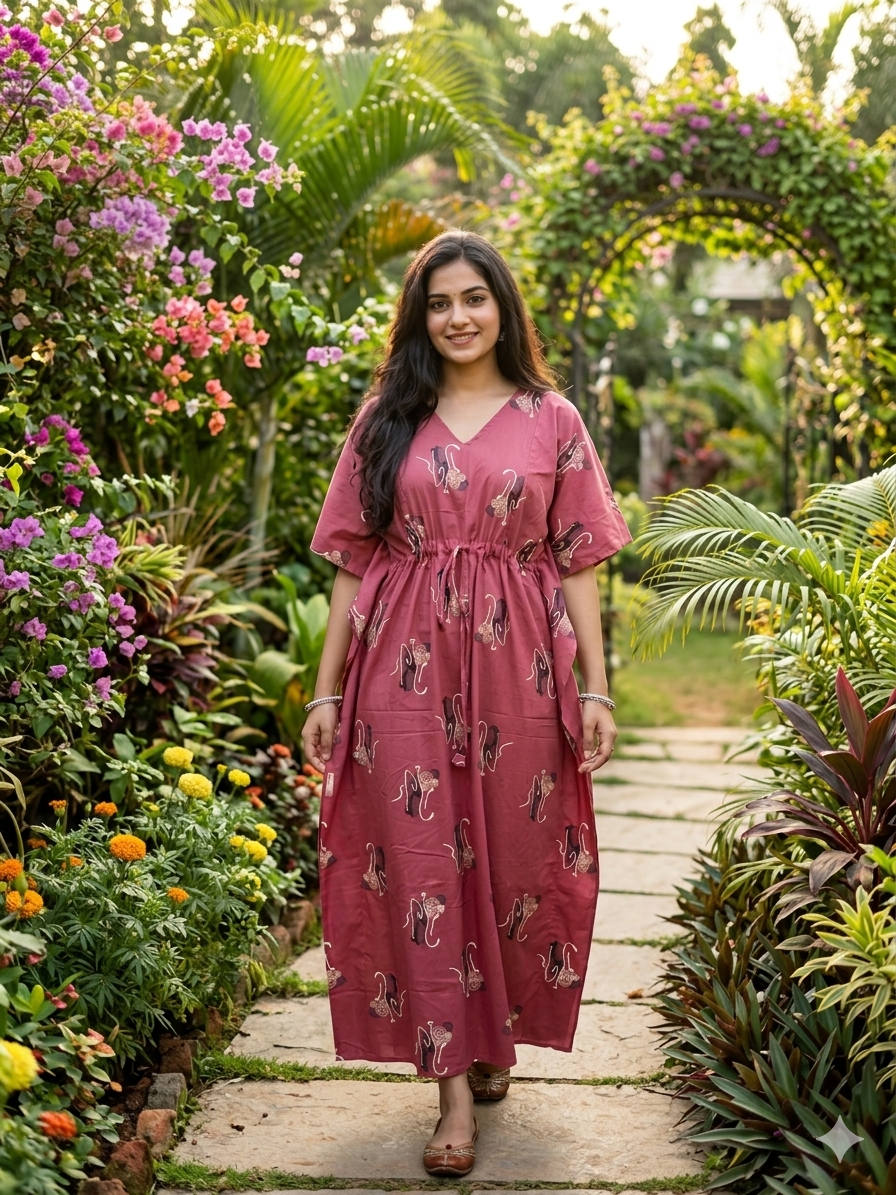 Floral feeding kaftan-peach