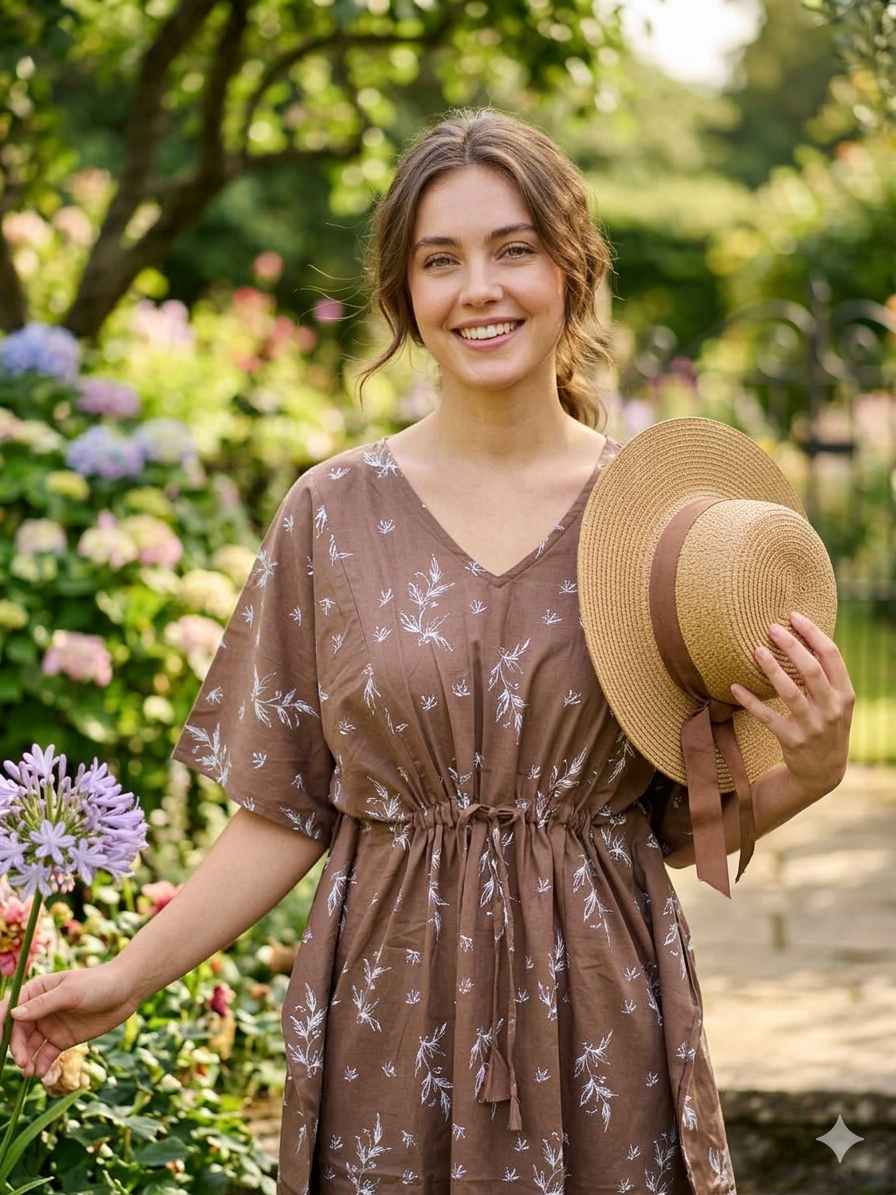 Floral feeding kaftans-beige