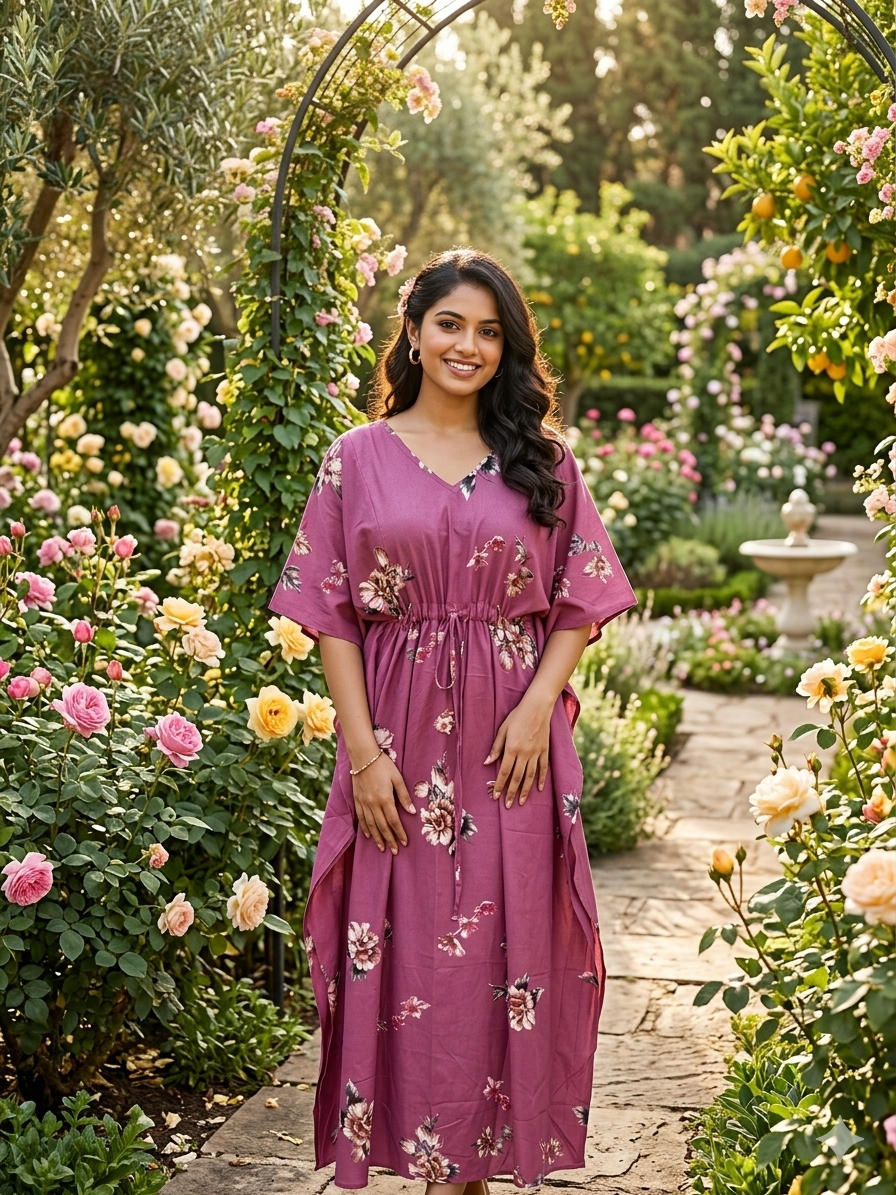 Premium floral kaftan in RAYON fabric with double side zip &length 56” (size xxl)