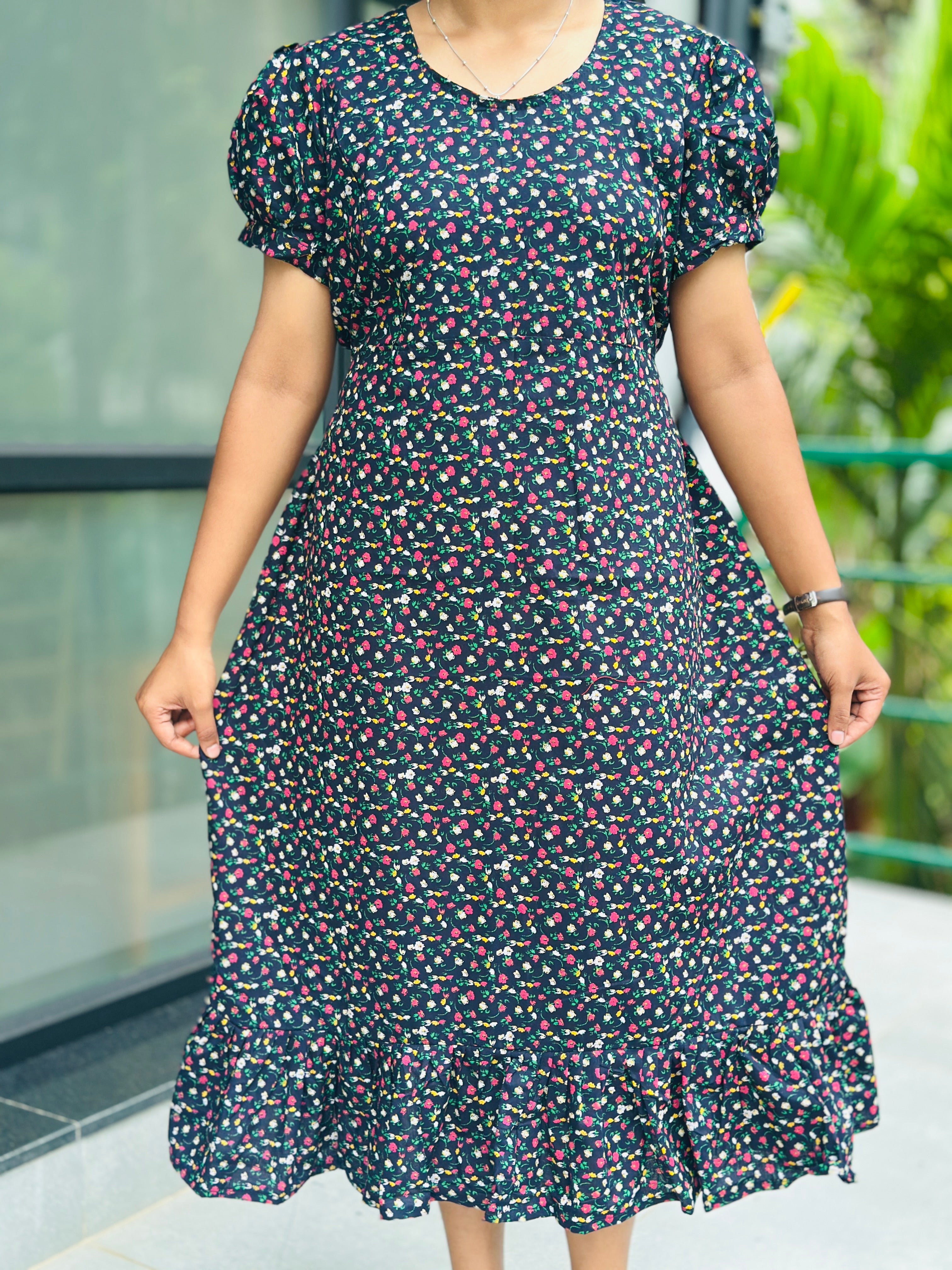 Puffsleeve stylish non feeding frock