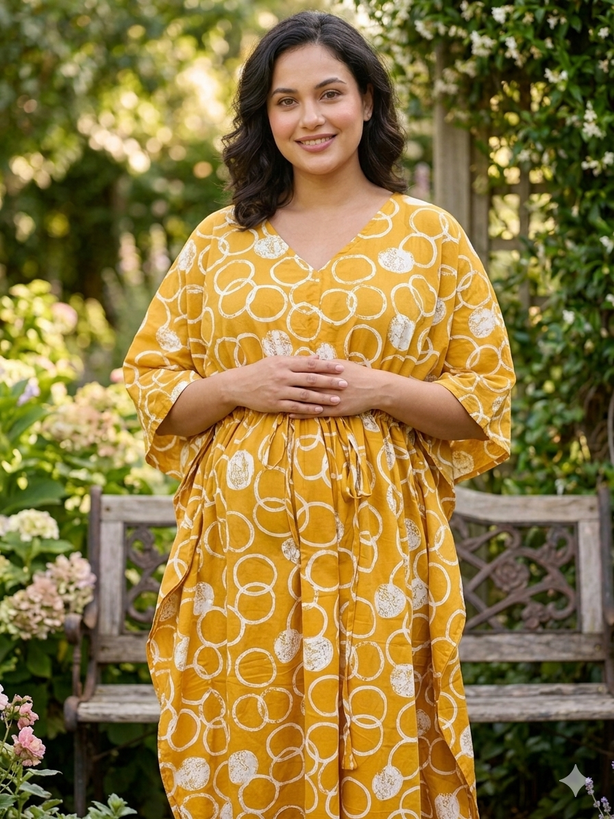 Premium floral plus size kaftan in pure soft cambric cotton fabric with centre zip &length 57” (free size L-5xl)