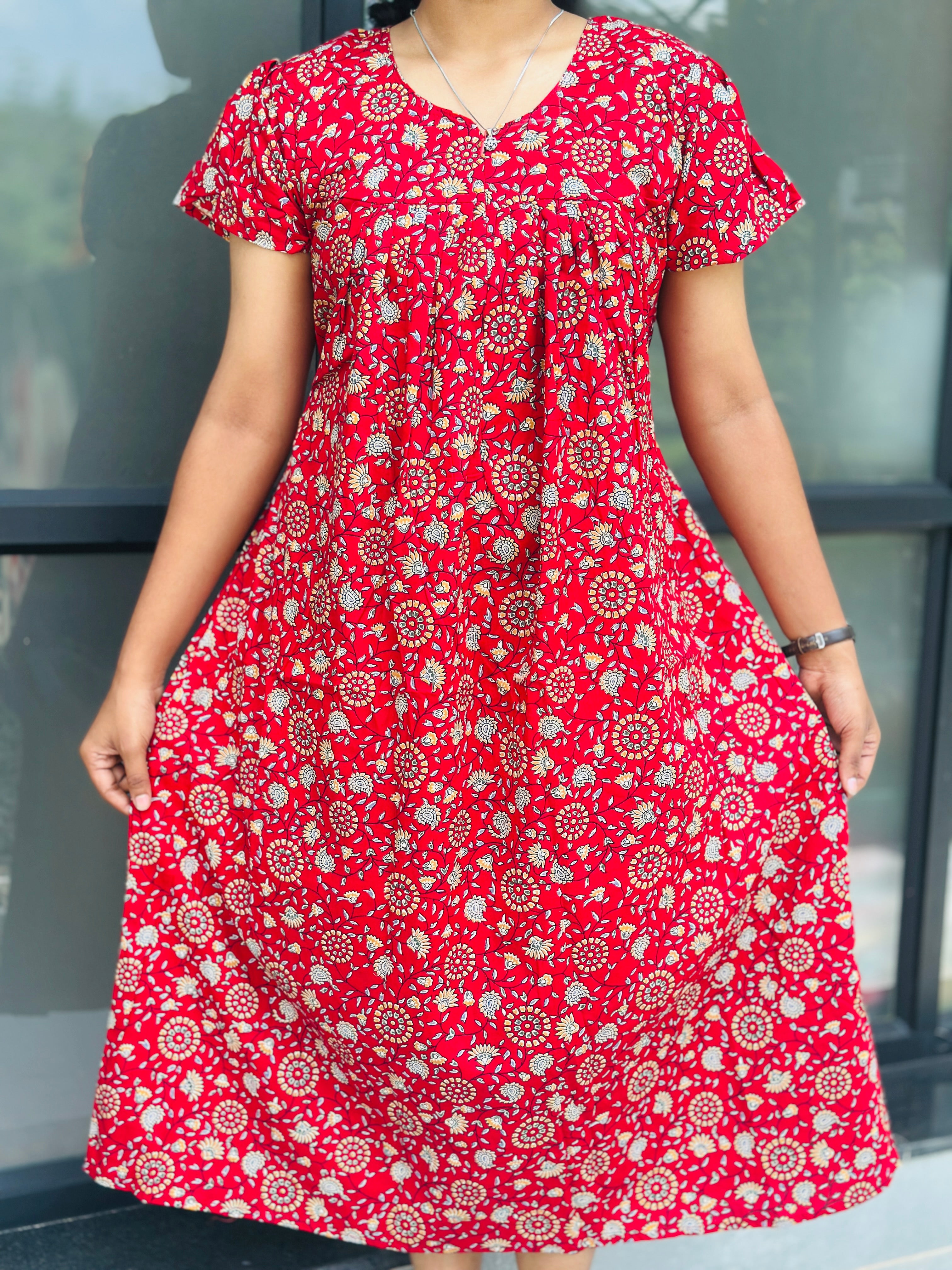 Pleated A- line nightfrock with centre zip