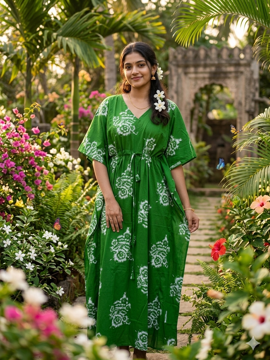 Floral feeding kaftan-green