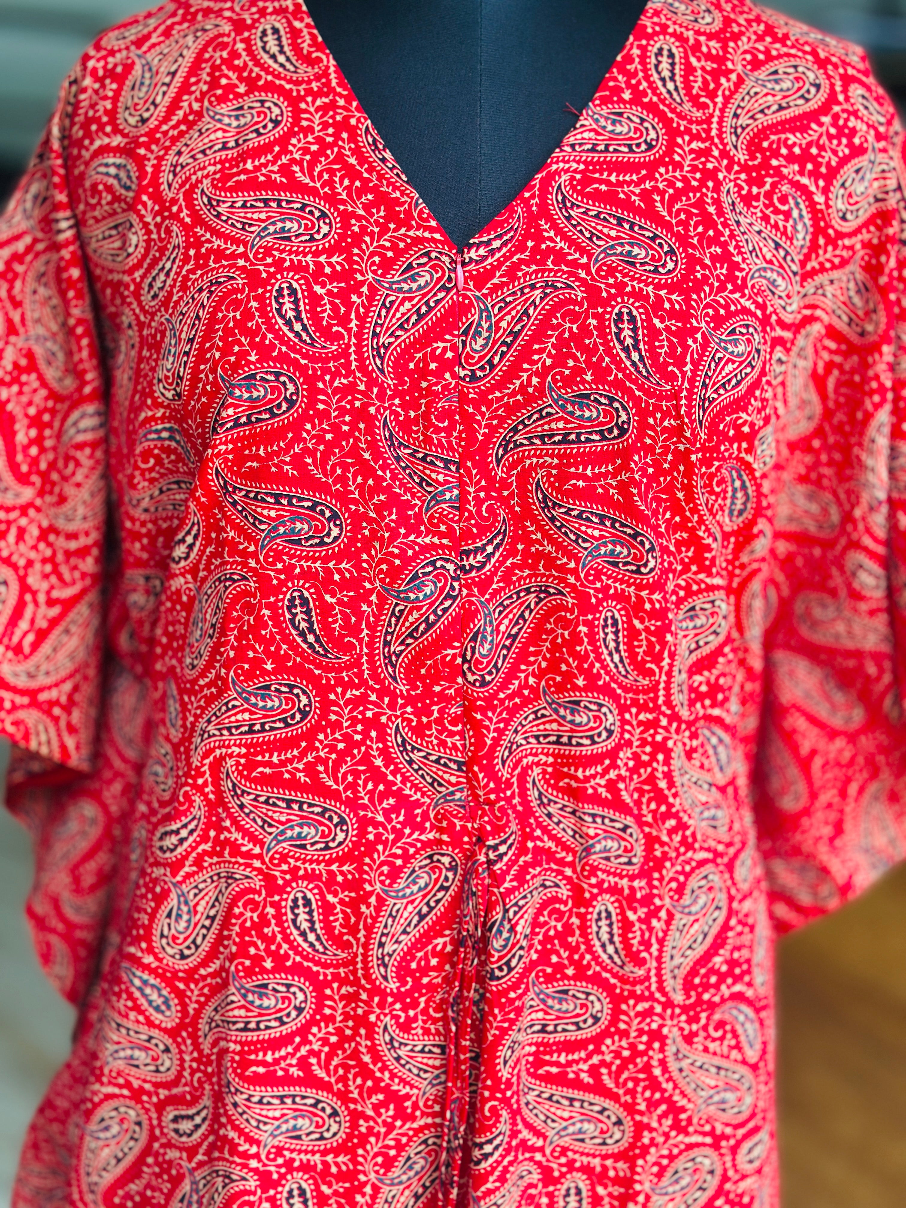 Premium ajrak print kaftan in jaipur cotton fabric with centre zip