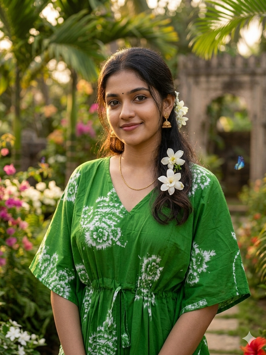 Floral feeding kaftan-green
