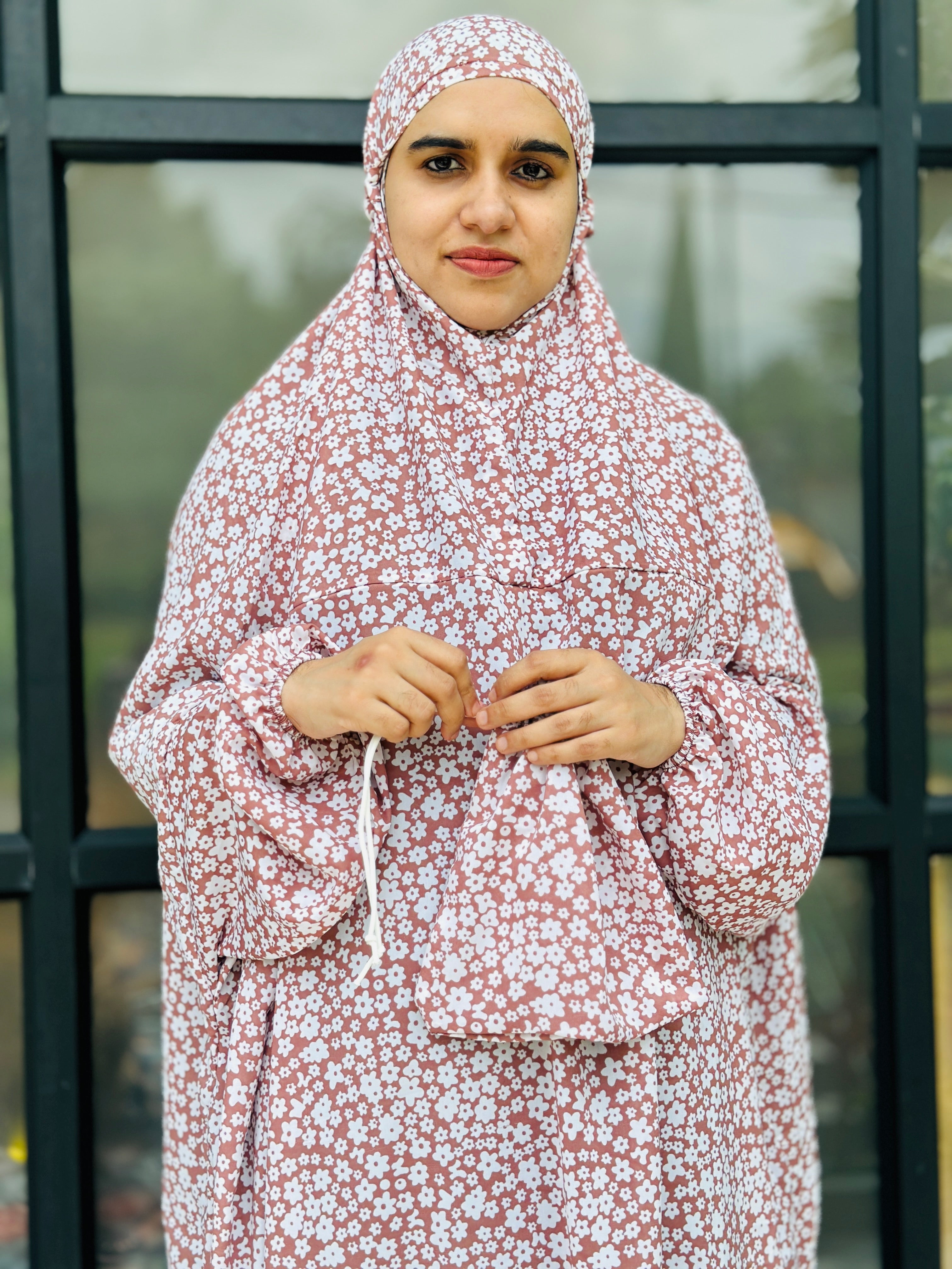 Crepe Floral beige prayerdress