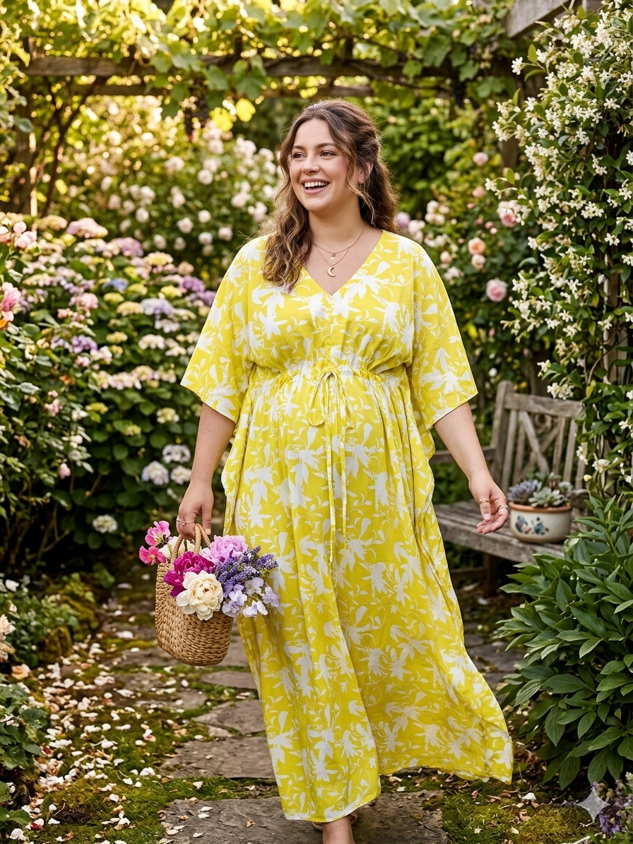 Premium floral plus size kaftan in pure soft cambric cotton fabric with centre zip &length 57” (free size L-5xl)
