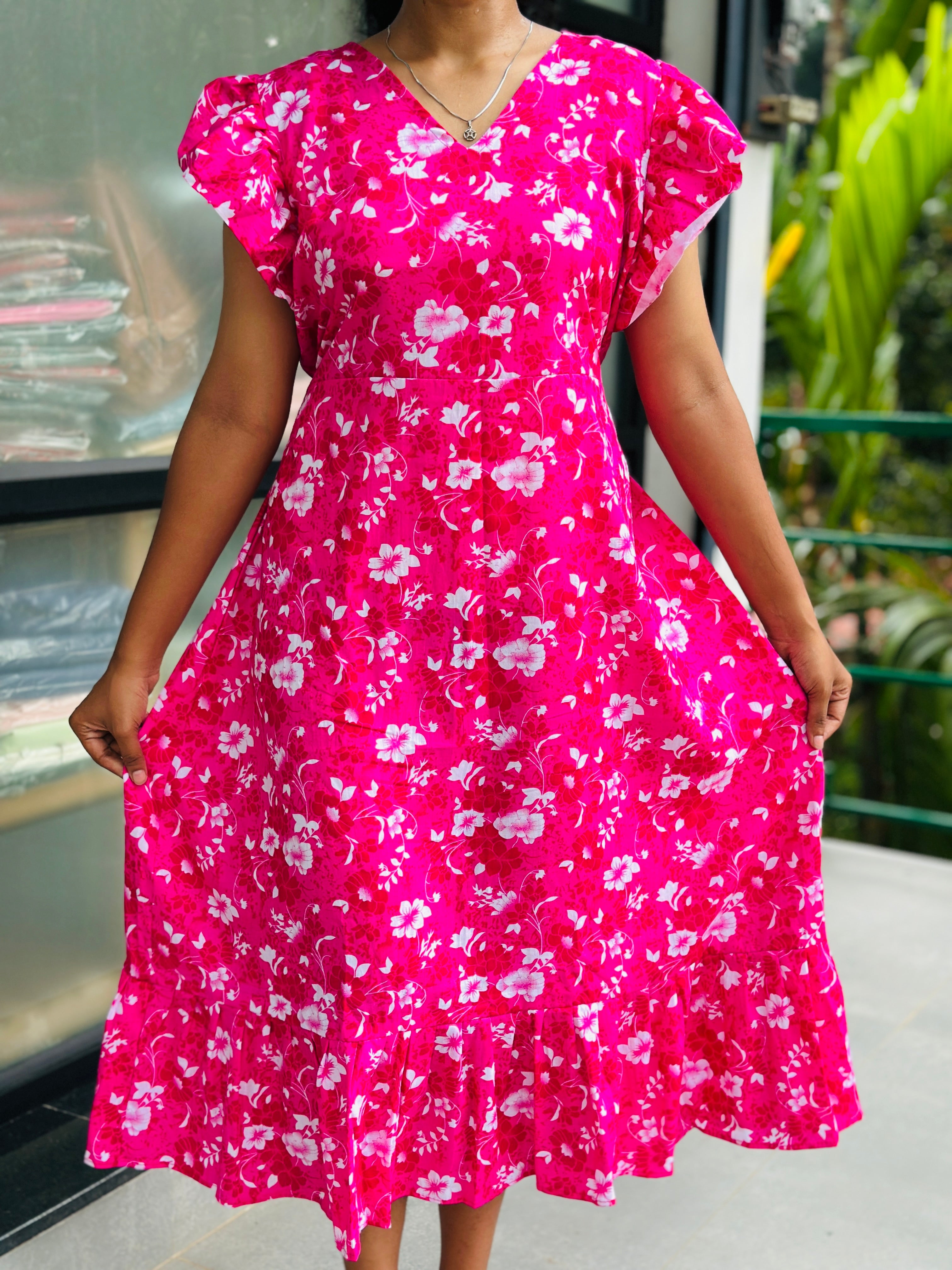 Ruffle sleeve nonfeeding frock