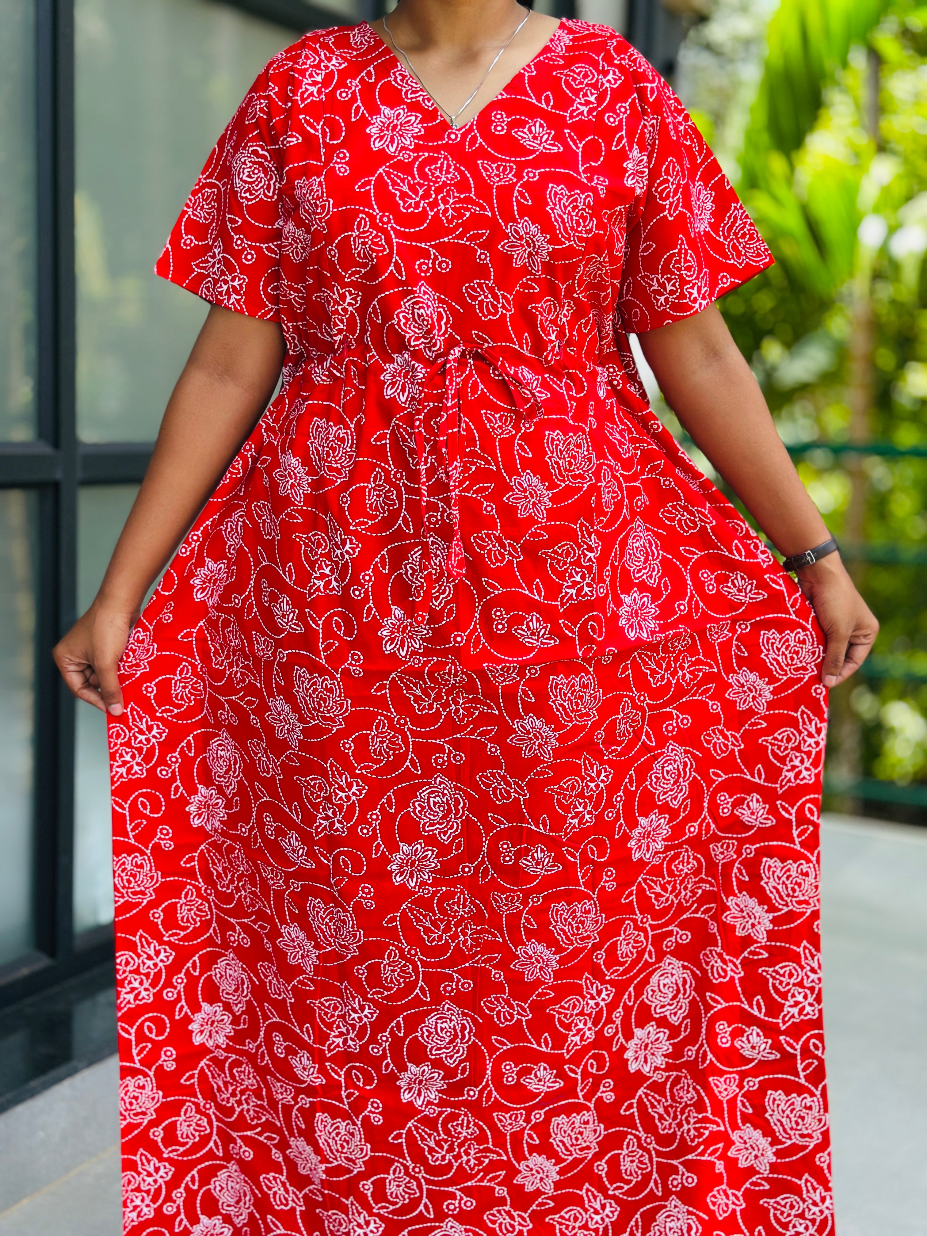 Spiral feeding kaftan-red