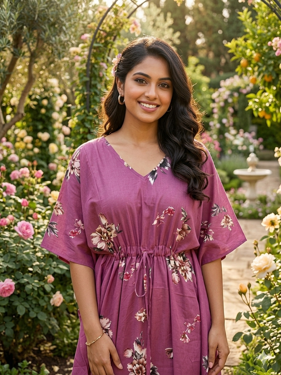 Premium floral kaftan in RAYON fabric with double side zip &length 56” (size xxl)