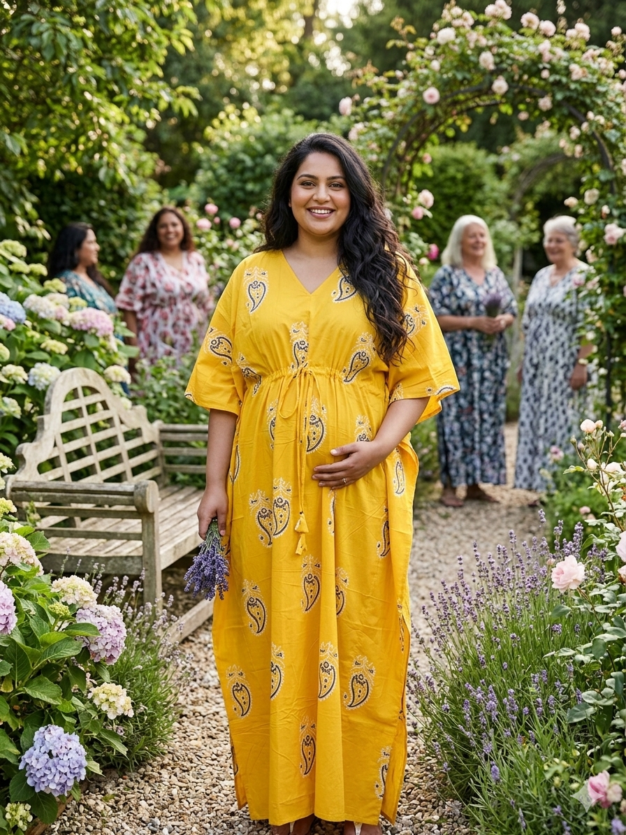 Premium floral plus size kaftan in pure soft cambric cotton fabric with centre zip &length 57” (free size L-5xl)