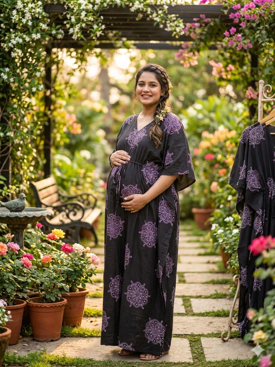 Premium floral plus size kaftan in pure soft cambric cotton fabric with centre zip &length 57” (free size L-5xl)