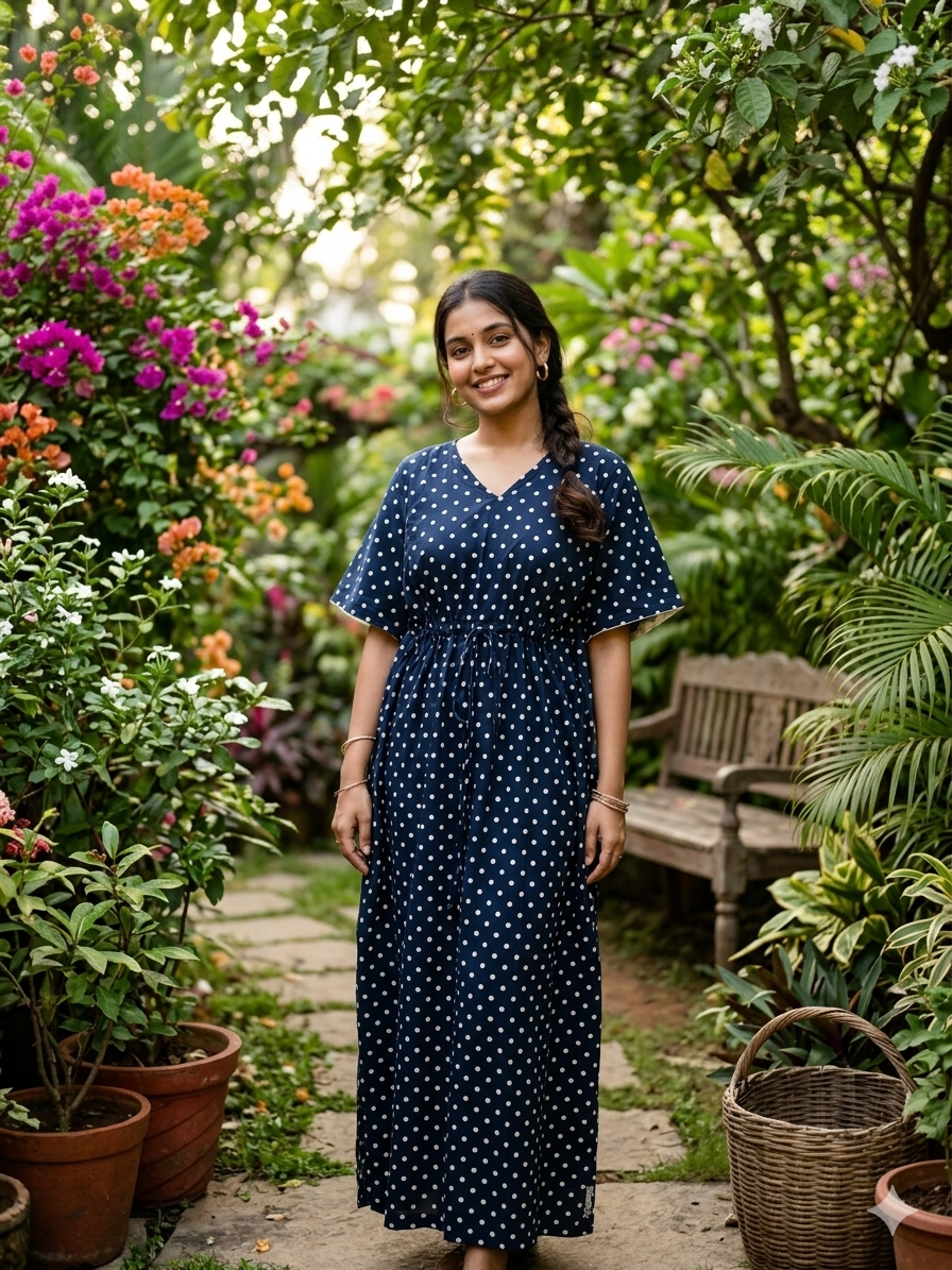 Ajrak polka feeding kaftan