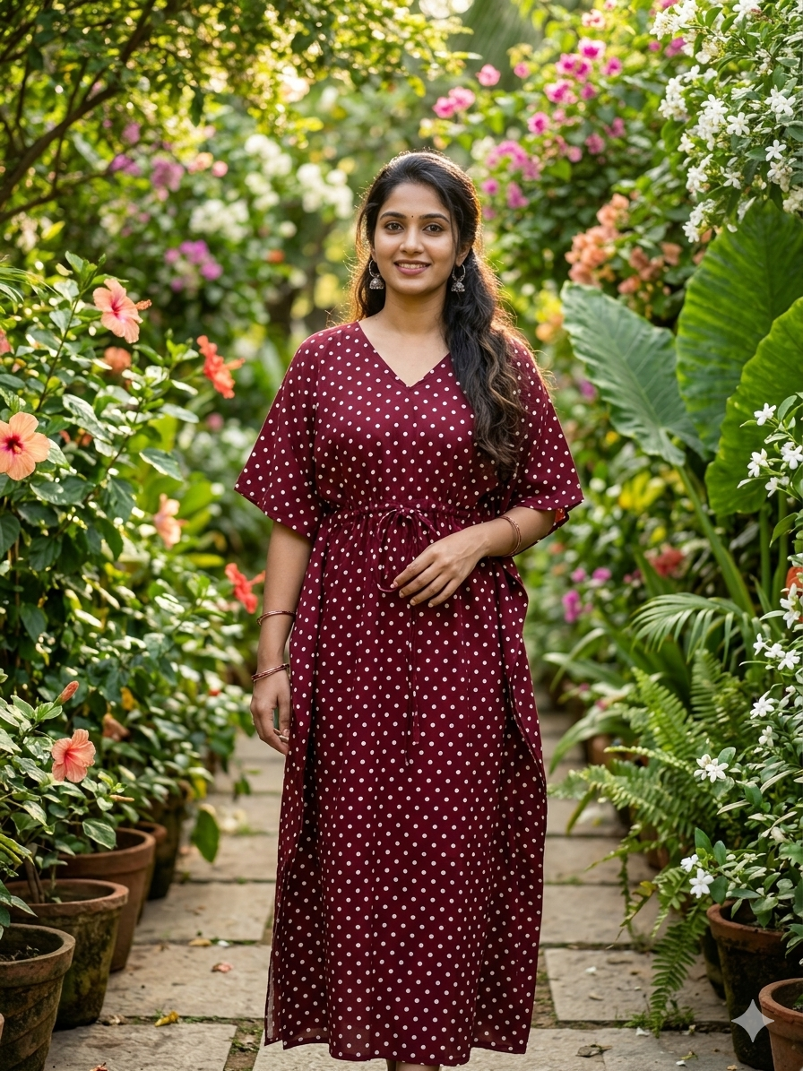 Ajrak polka feeding kaftan