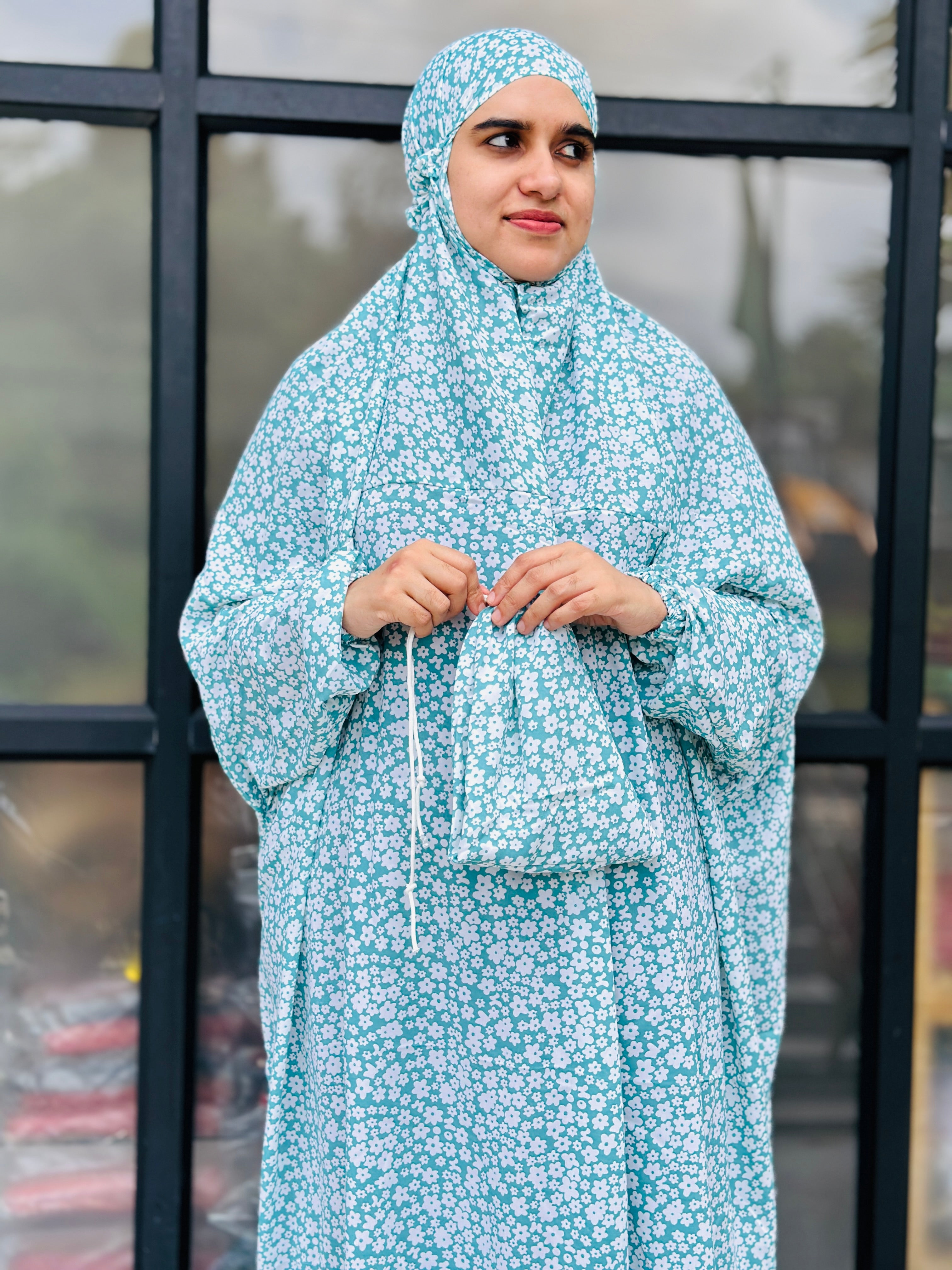 Crepe Floral blue prayerdress