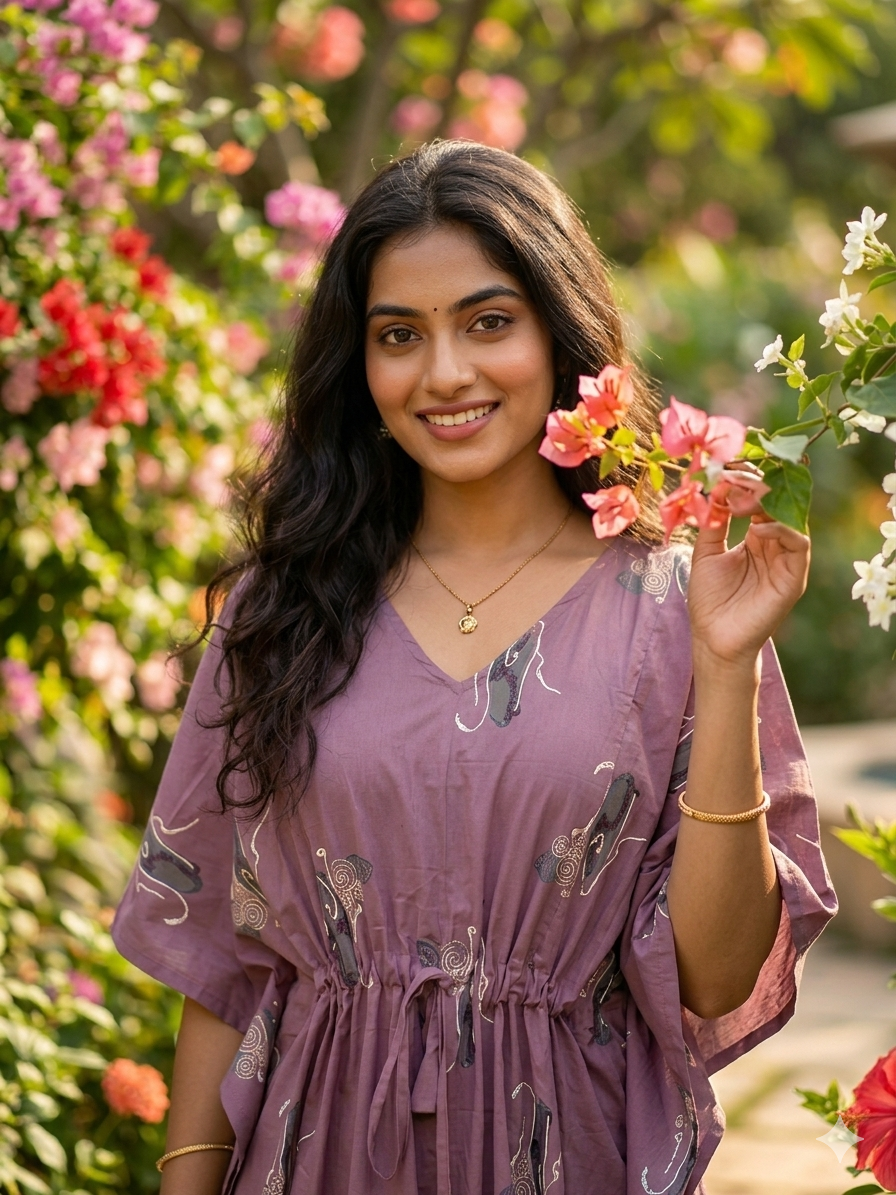 Floral feeding kaftan-onion