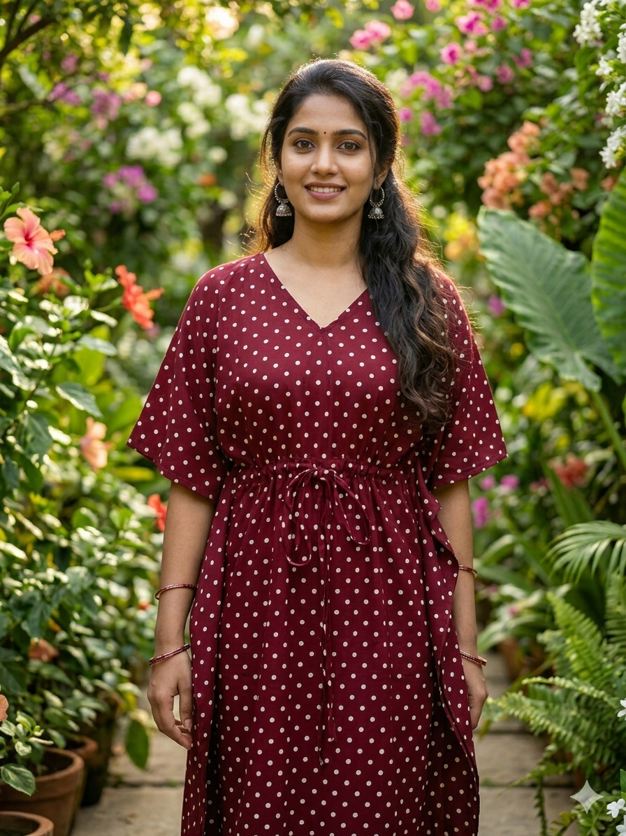 Ajrak polka feeding kaftan