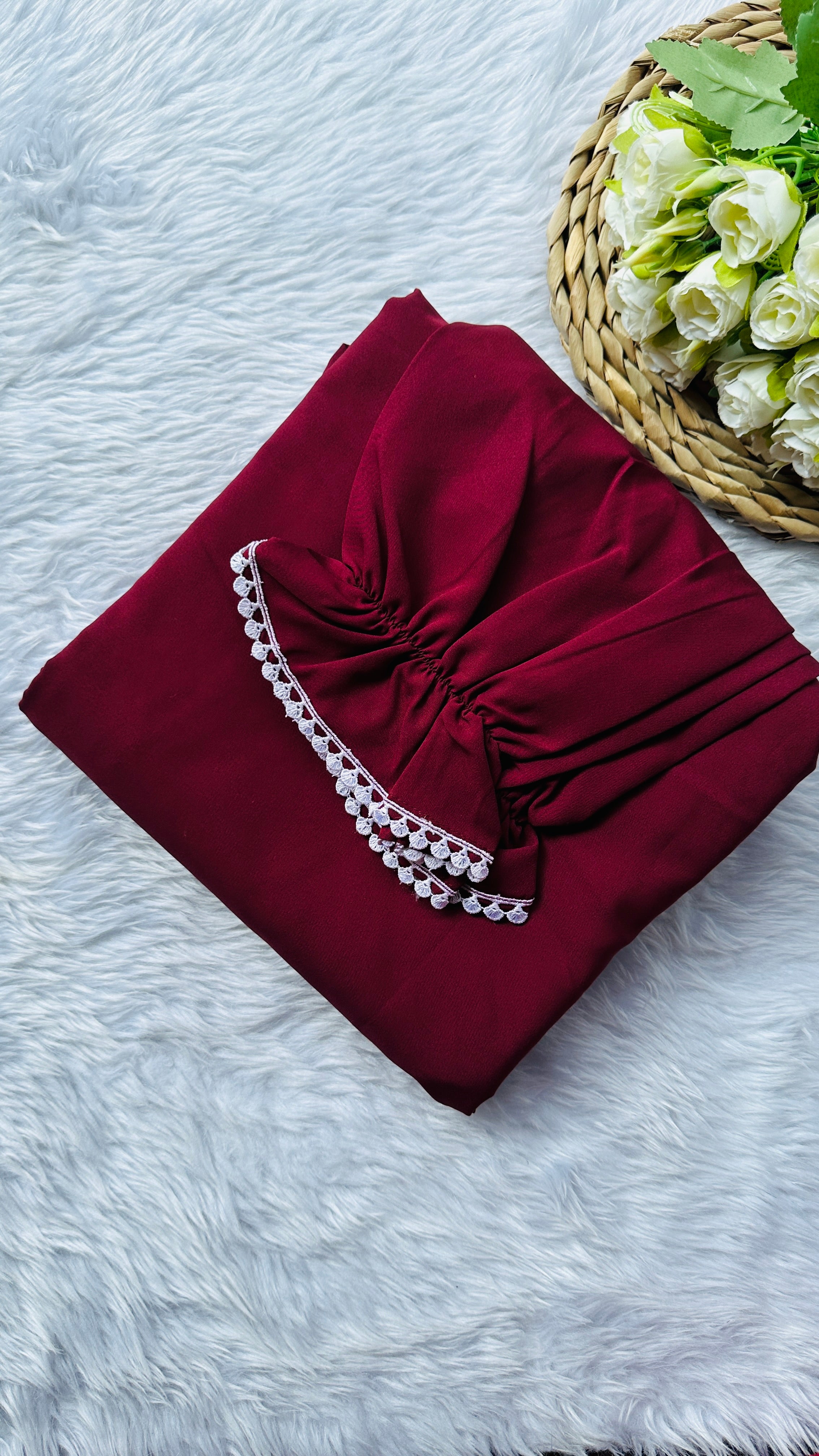 Meroon premium crepe prayer dress with small lace