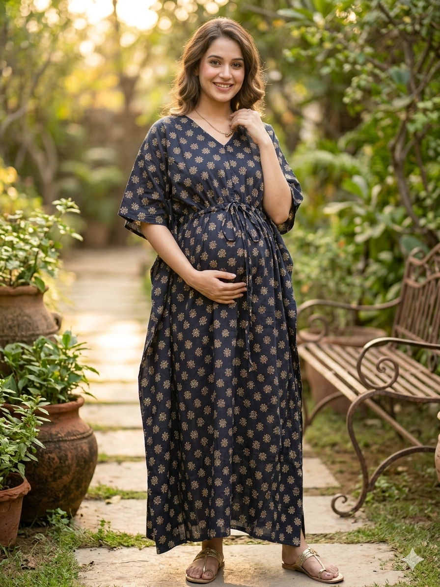 Premium floral plus size kaftan in pure soft cambric cotton fabric with centre zip &length 57” (free size L-5xl)