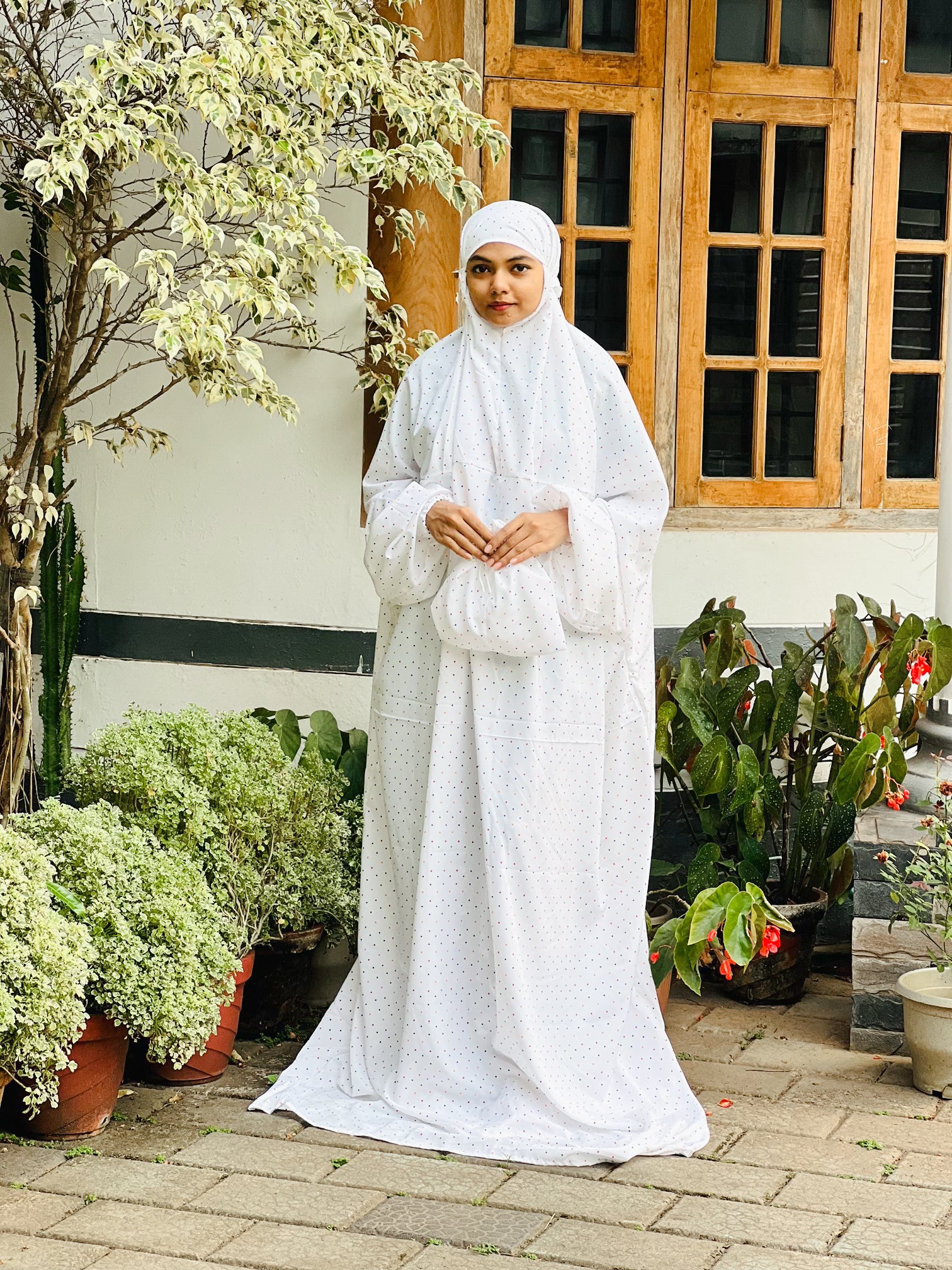 Small Polka white prayer dress