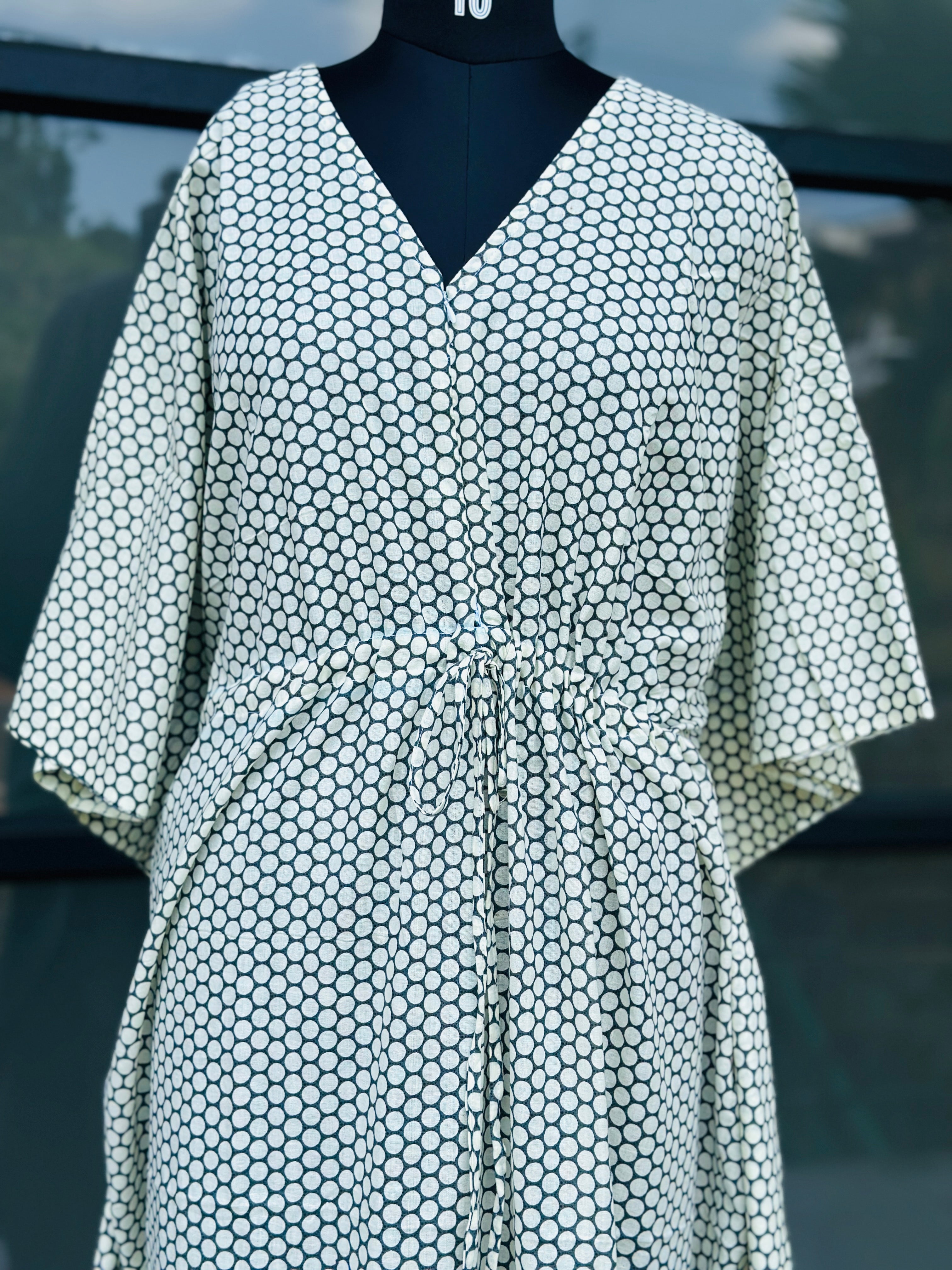 Premium floral kaftan in pure soft cotton fabric with centre zip &length 57”