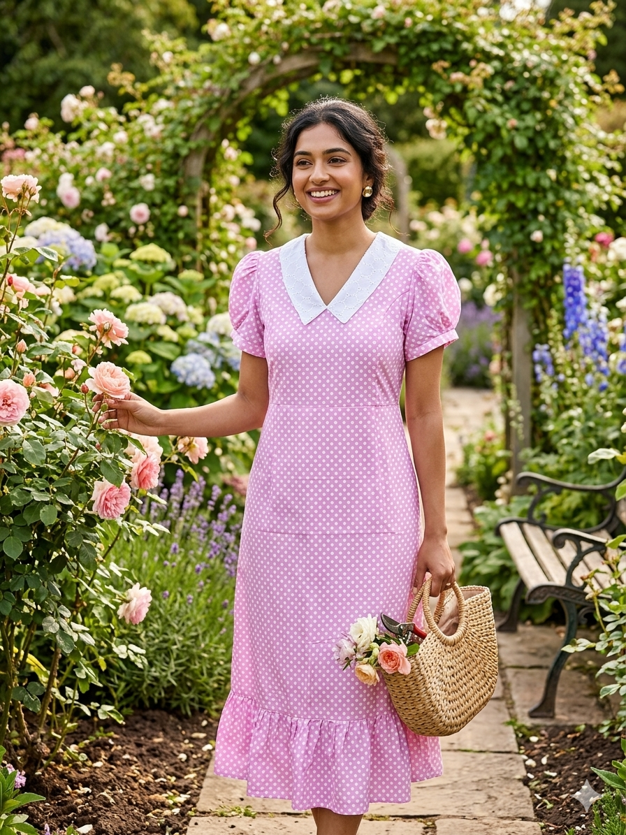 Peterpan collar polka feeding frock