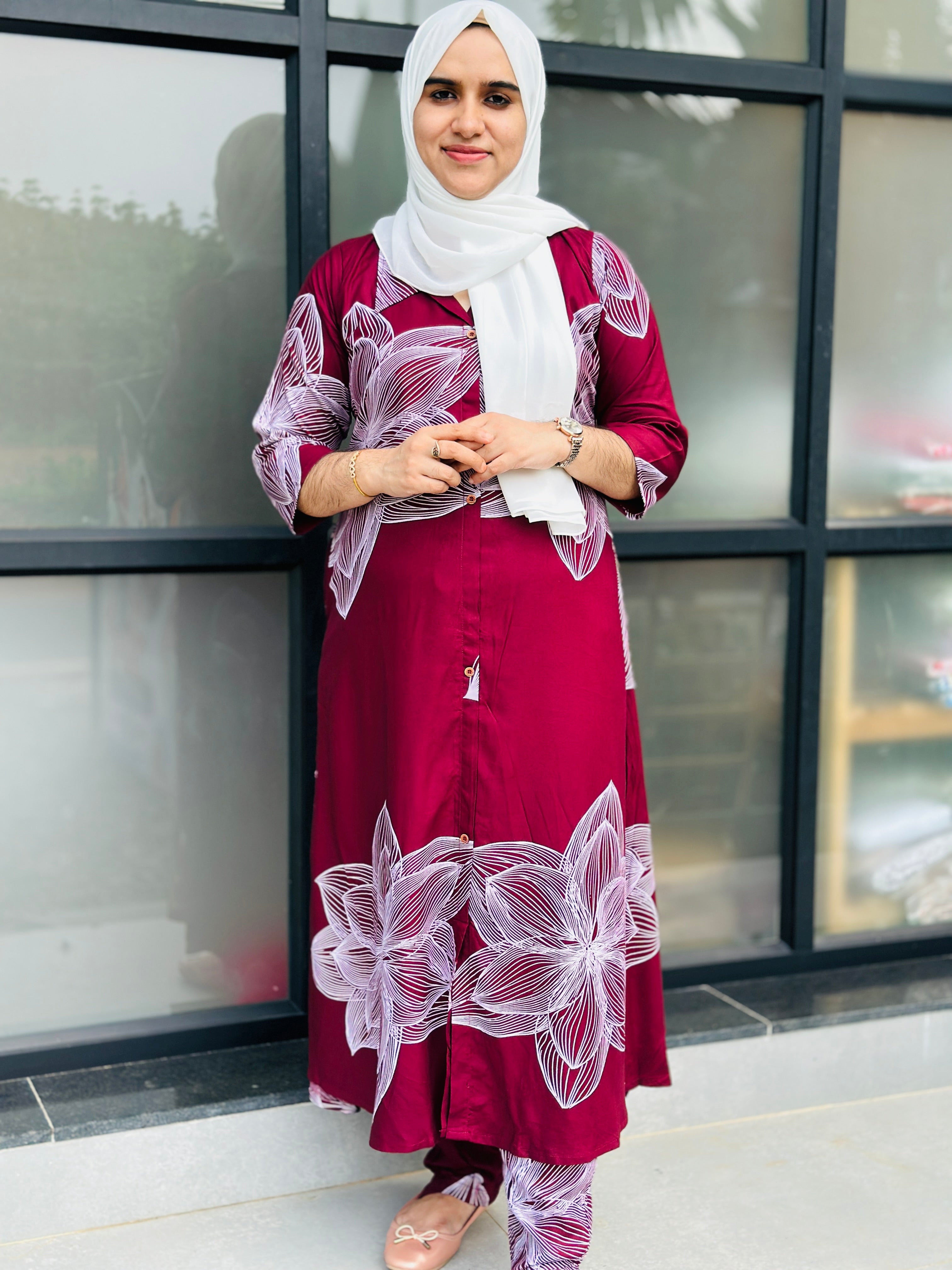 RAYON COORDSET A-LINE -meroon