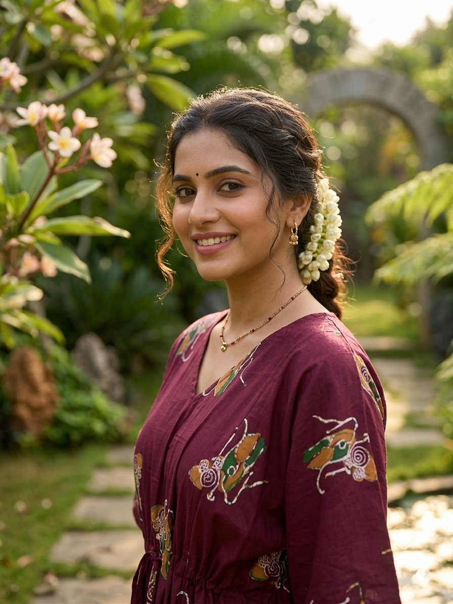 Floral feeding kaftan-grapewine