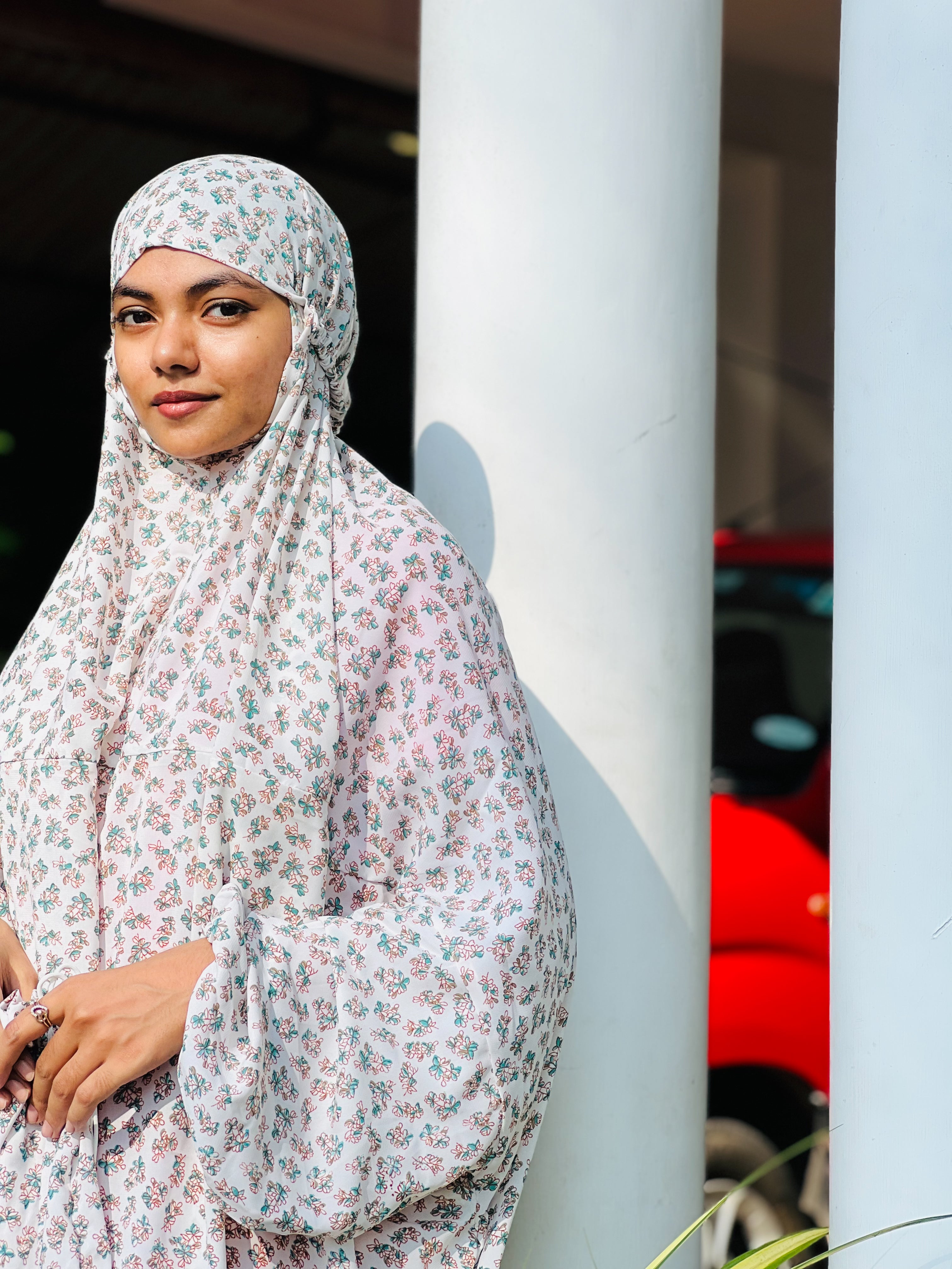 Floral white prayer dress
