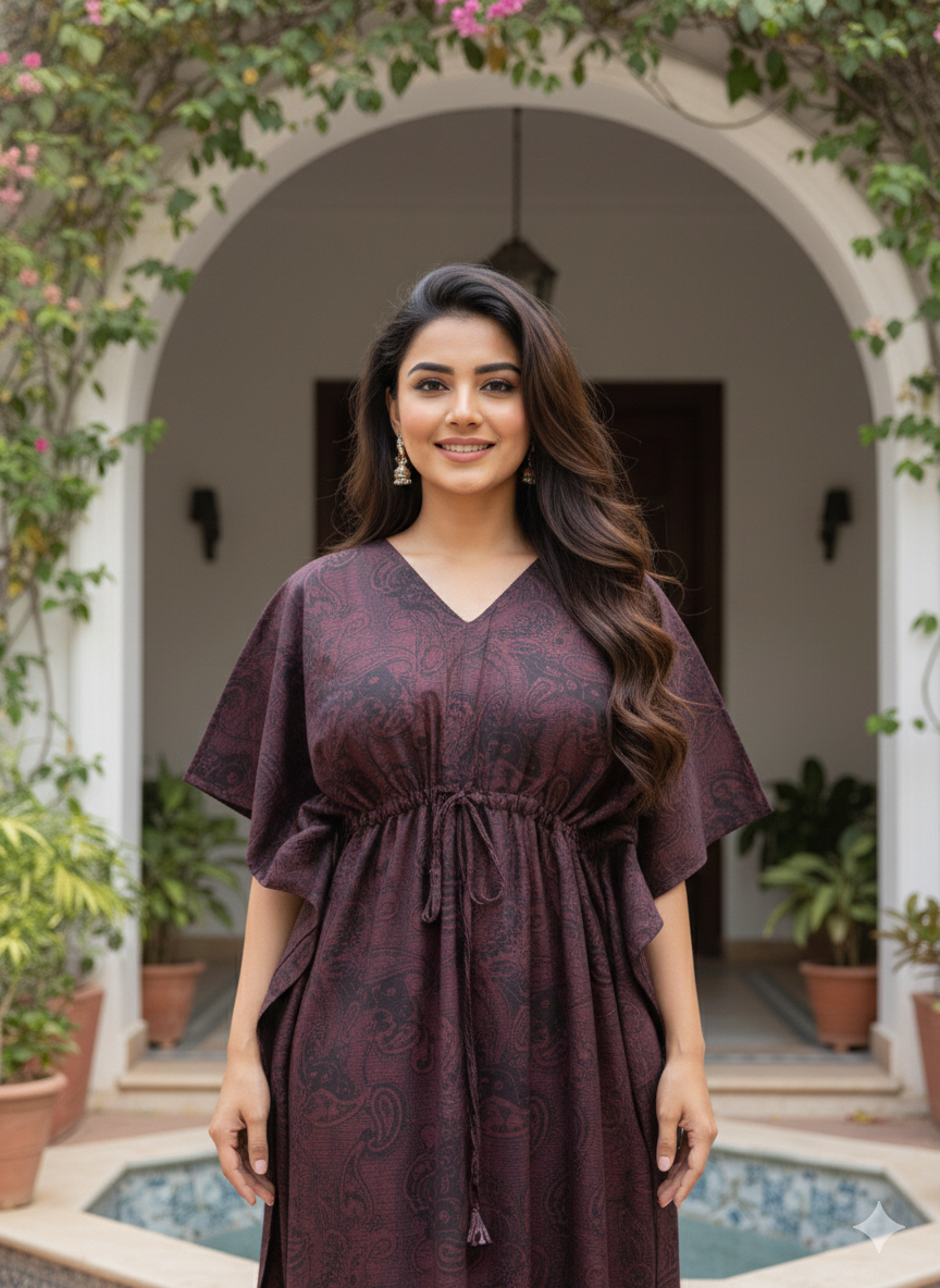 Kalamkari feeding kaftans-coffee brown