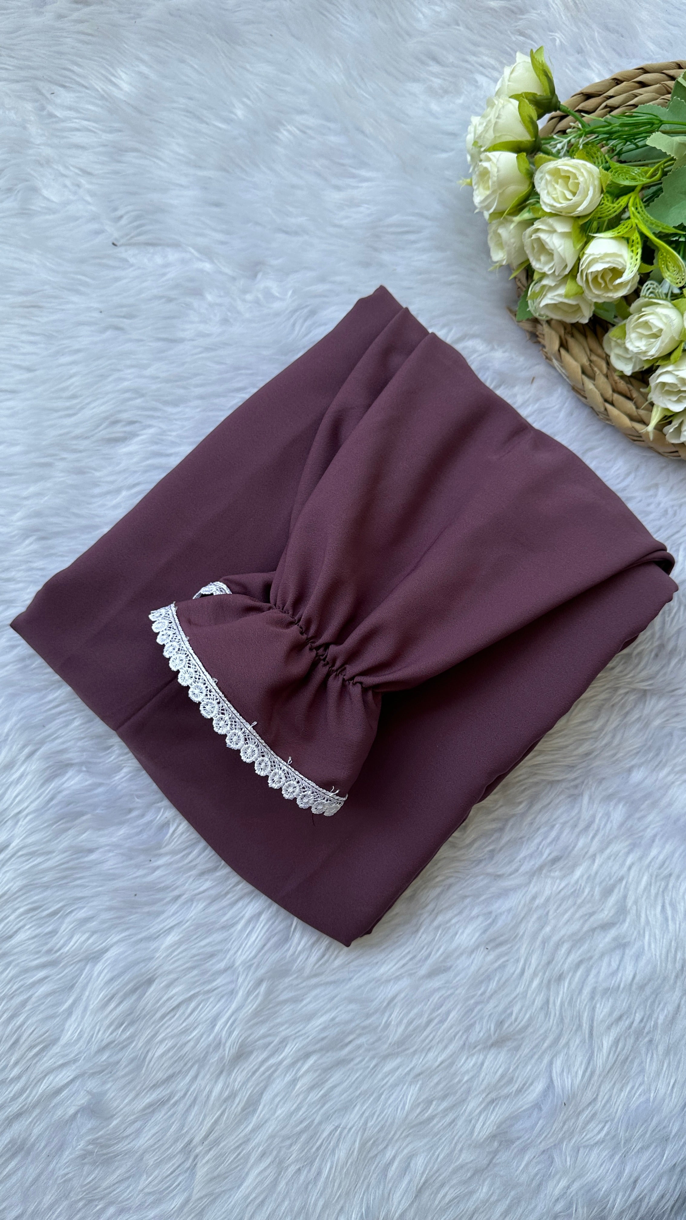 Wine premium crepe prayer dress with small lace