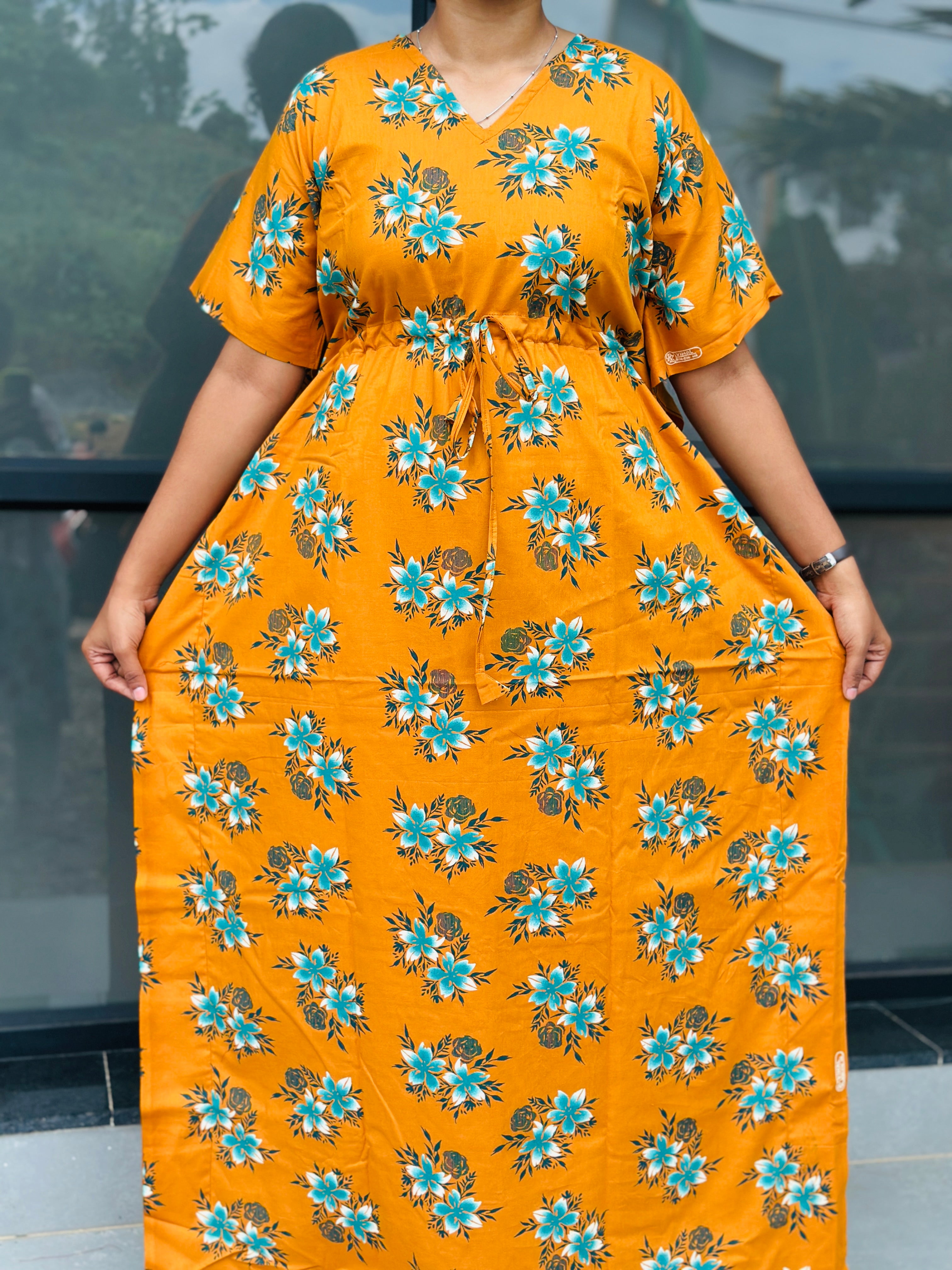 Mustard yellow feeding kaftans