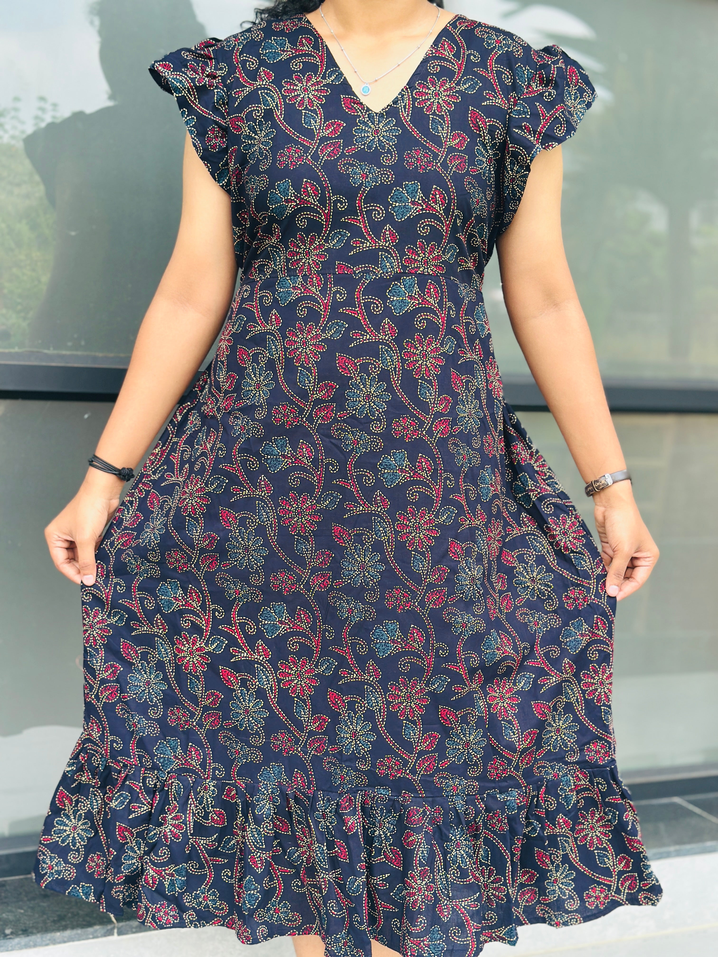 Ruffle sleeve non feeding frock