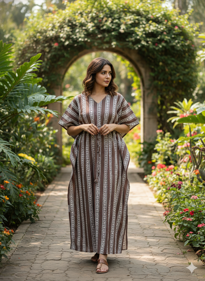 Striped feeding kaftans-beige