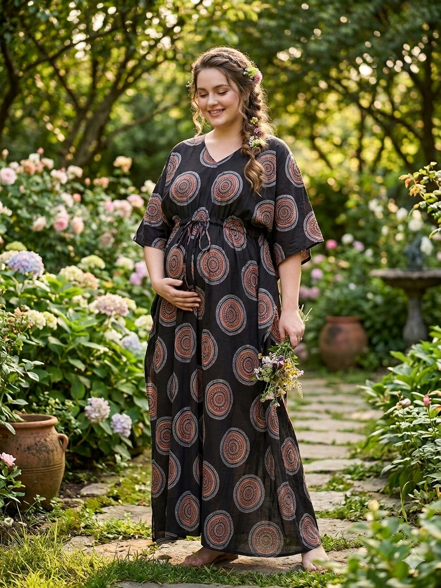 Premium floral plus size kaftan in pure soft cambric cotton fabric with centre zip &length 57” (free size L-5xl)