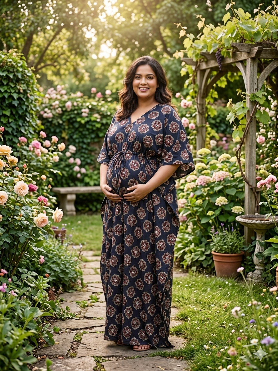 Premium floral plus size kaftan in pure soft cambric cotton fabric with centre zip &length 57” (free size L-5xl)