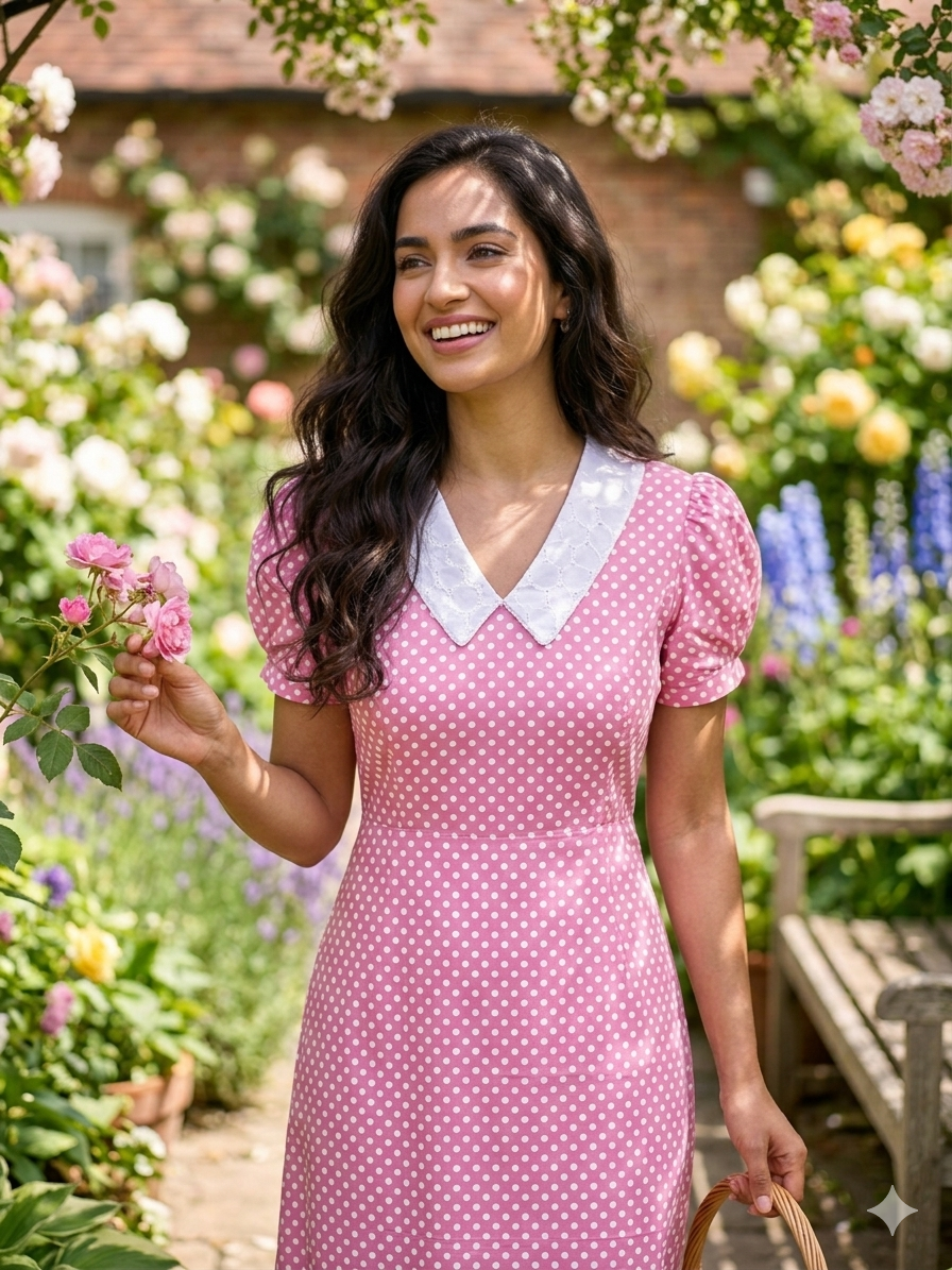 Peterpan collar polka feeding frock