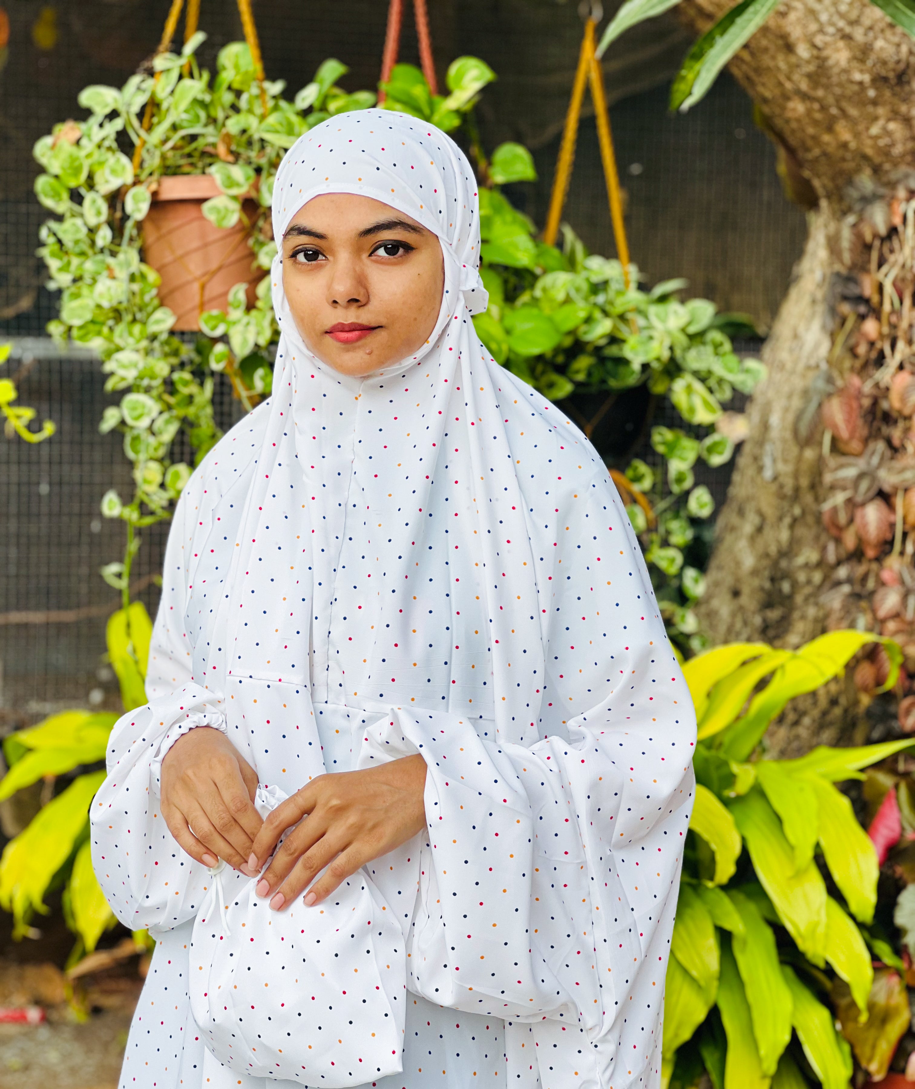 Small Polka white prayer dress