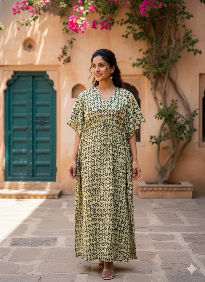 Floral nonfeeding kaftans