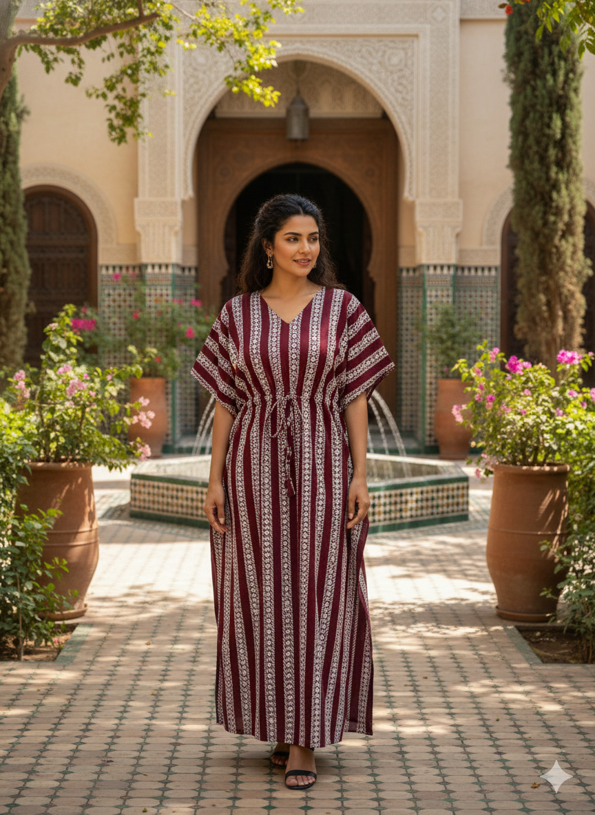 Striped feeding kaftans-meroon