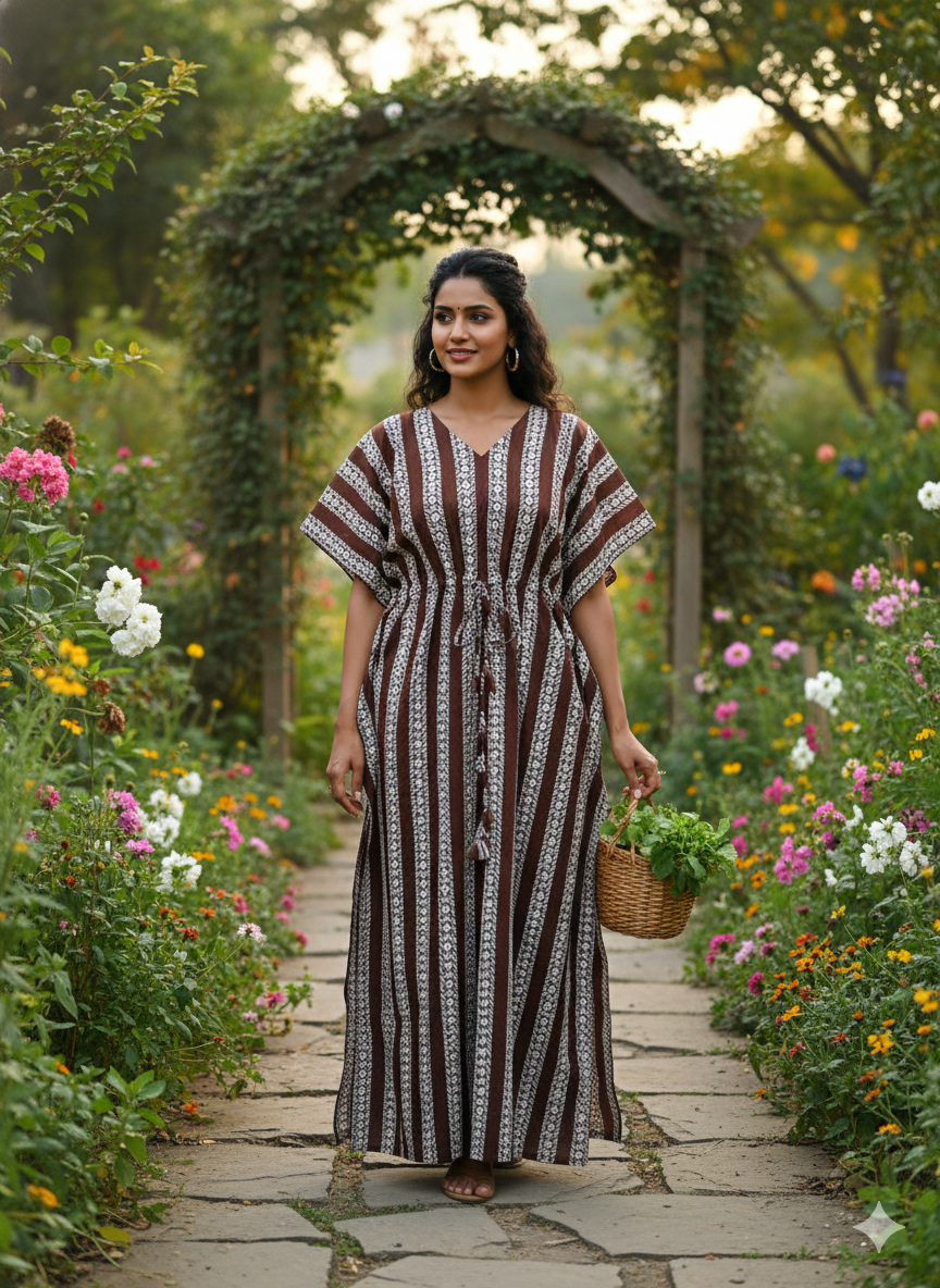 Striped feeding kaftans-coffee brown