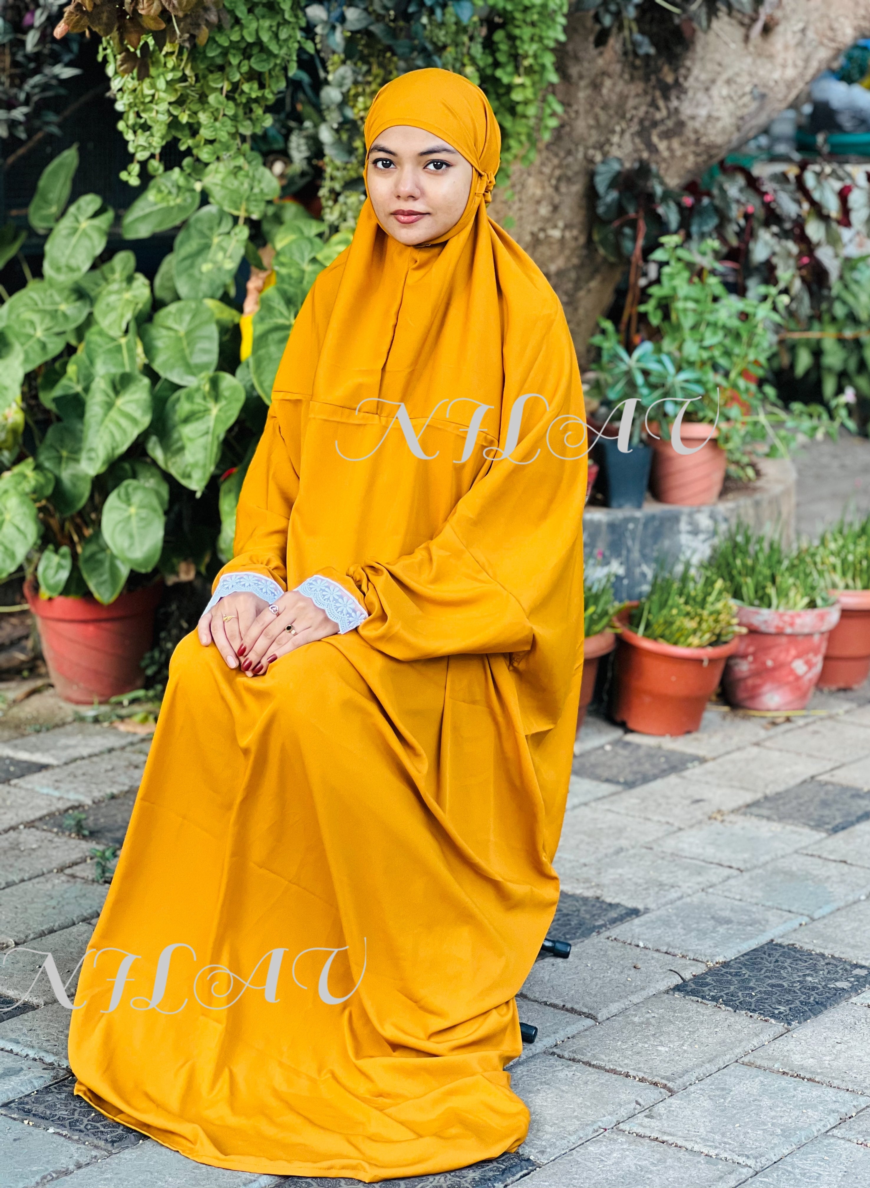 Mustard yellow prayer dress