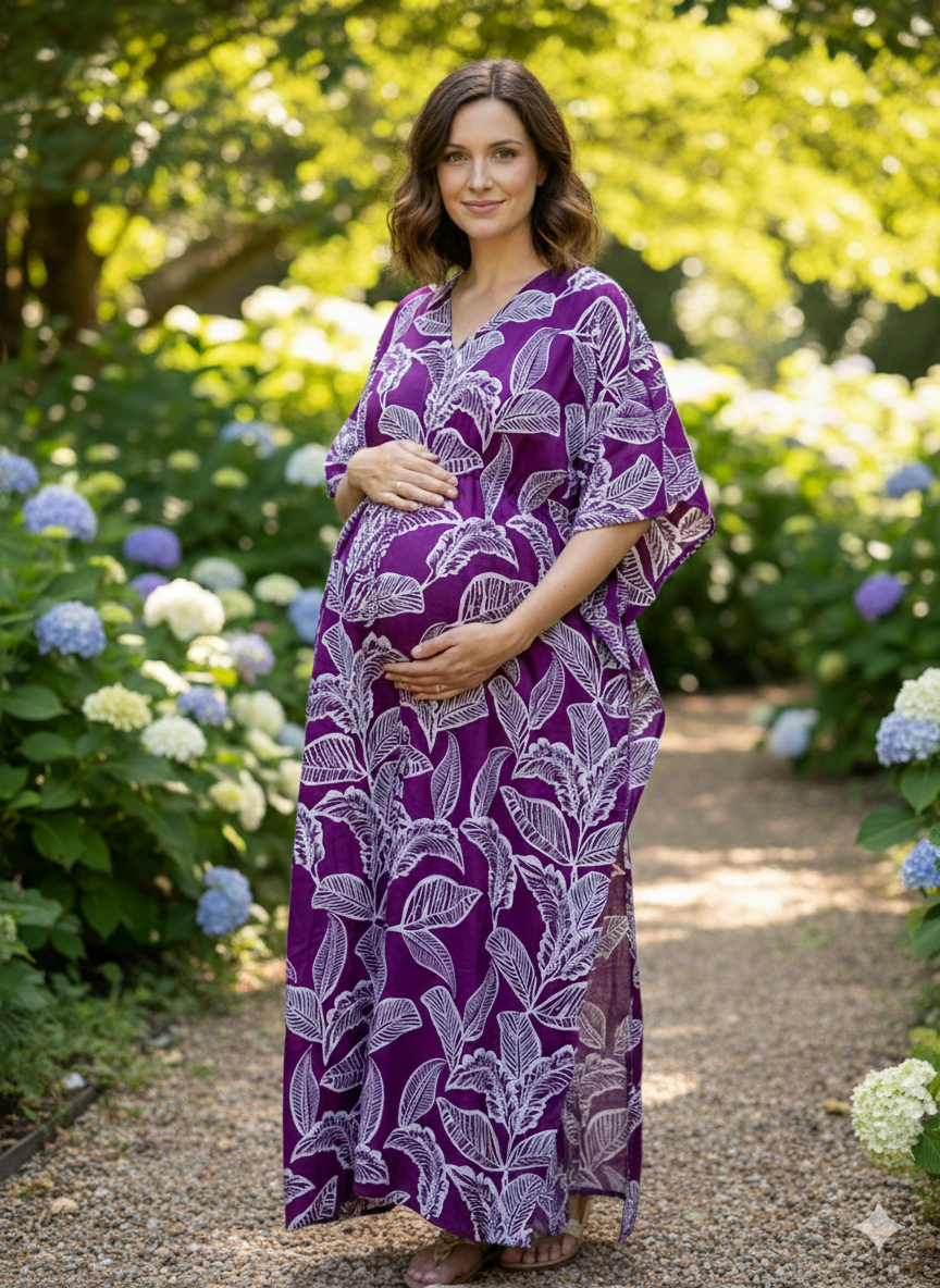 Premium floral kaftan in pure soft cotton fabric with centre zip &length 57” (free size L-5xl)