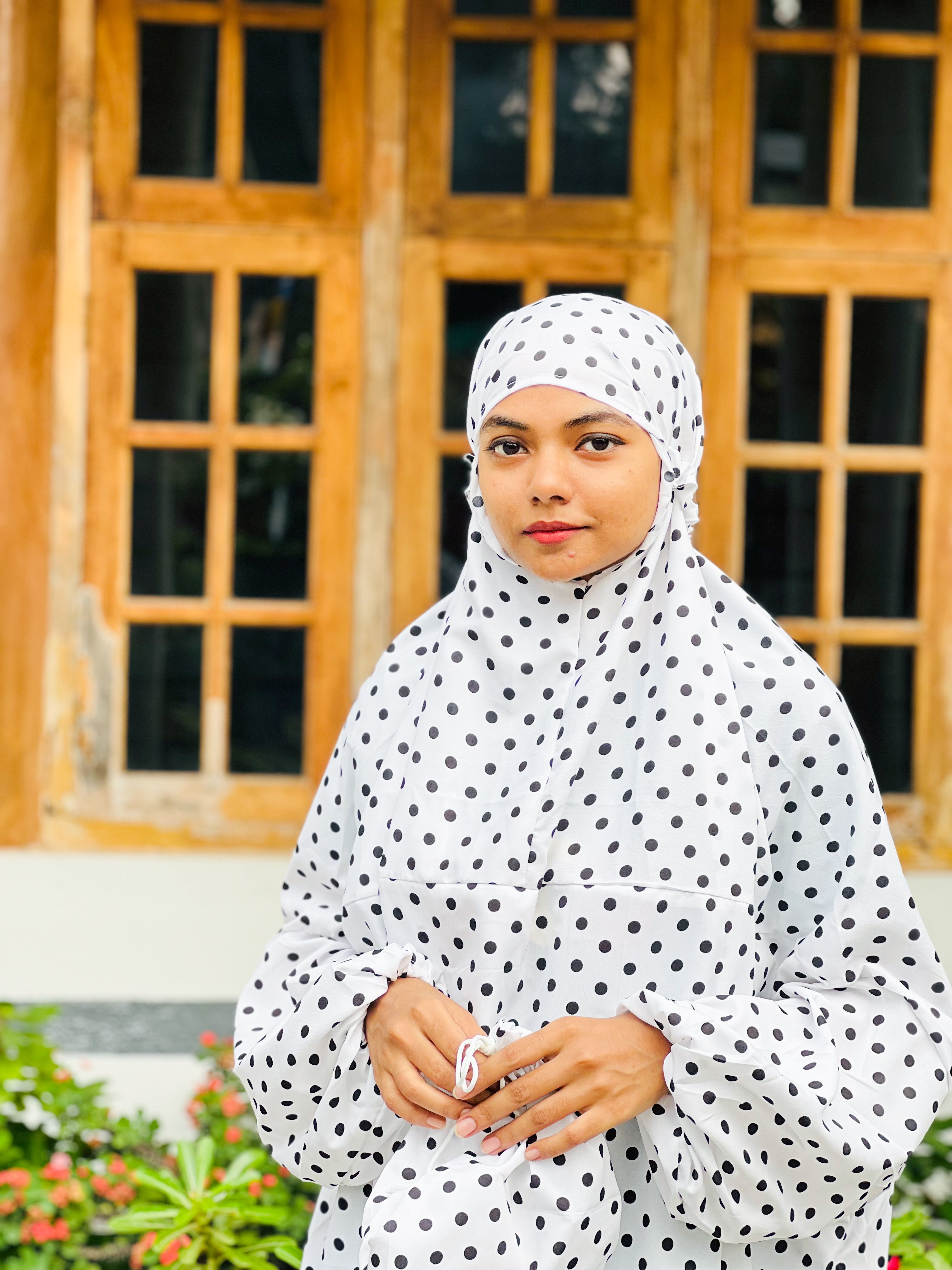 Polka white prayer dress