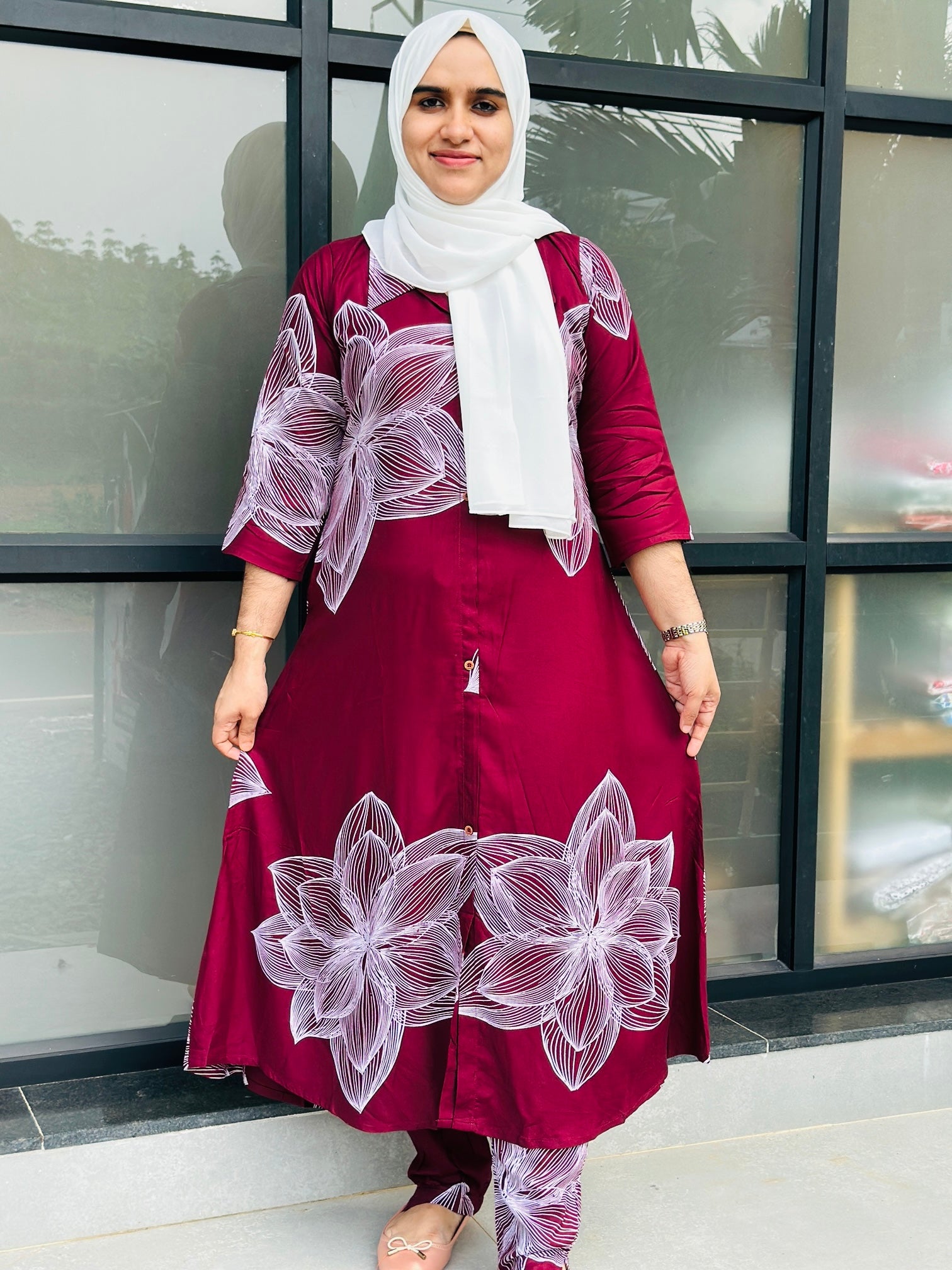 RAYON COORDSET A-LINE -meroon