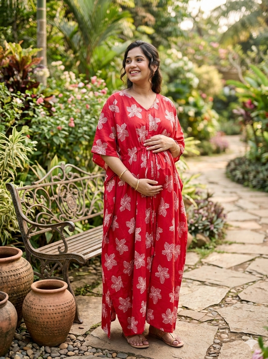 Premium floral plus size kaftan in pure soft cambric cotton fabric with centre zip &length 57” (free size L-5xl)