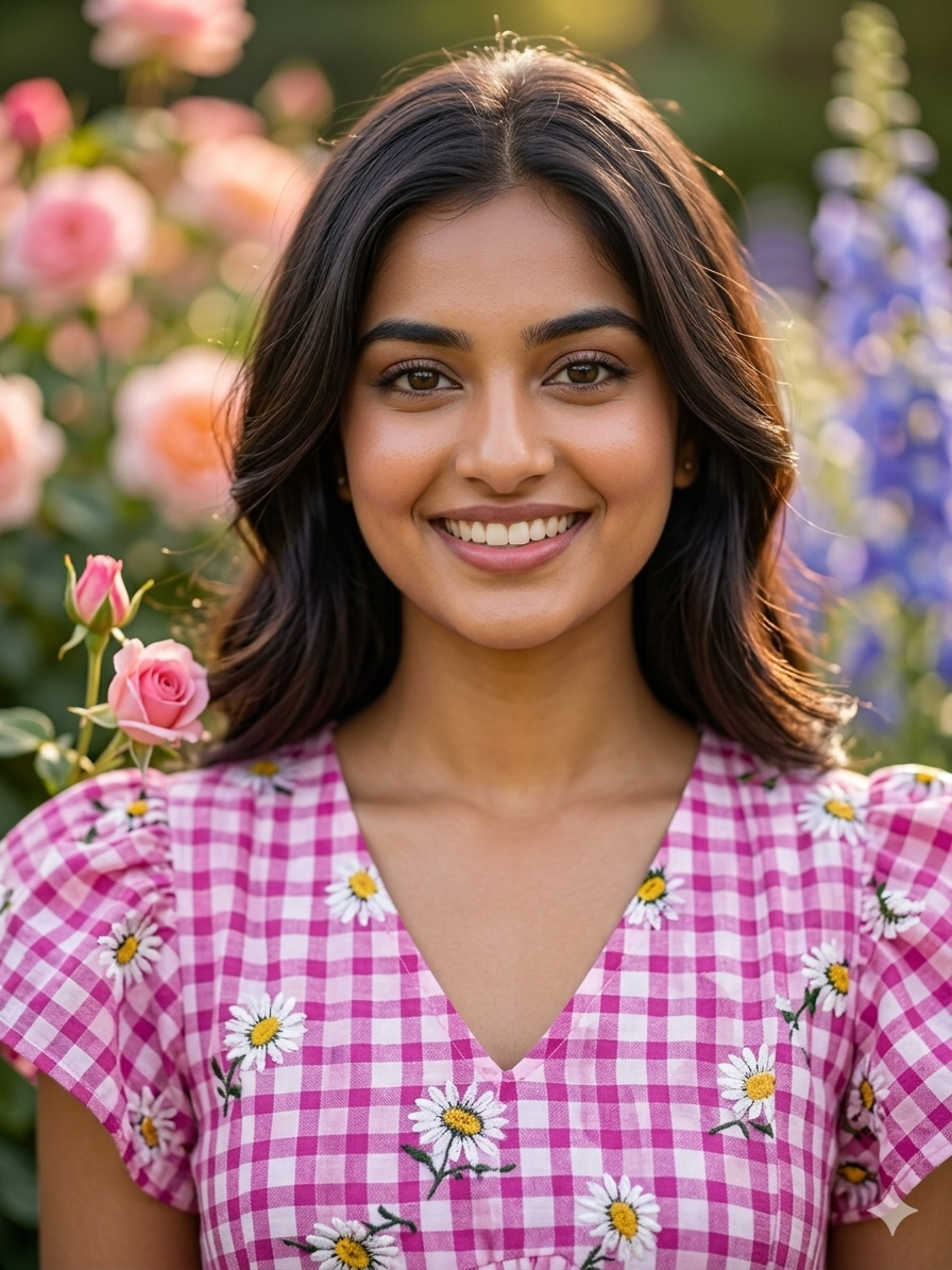 Alia-cut checked feeding frock